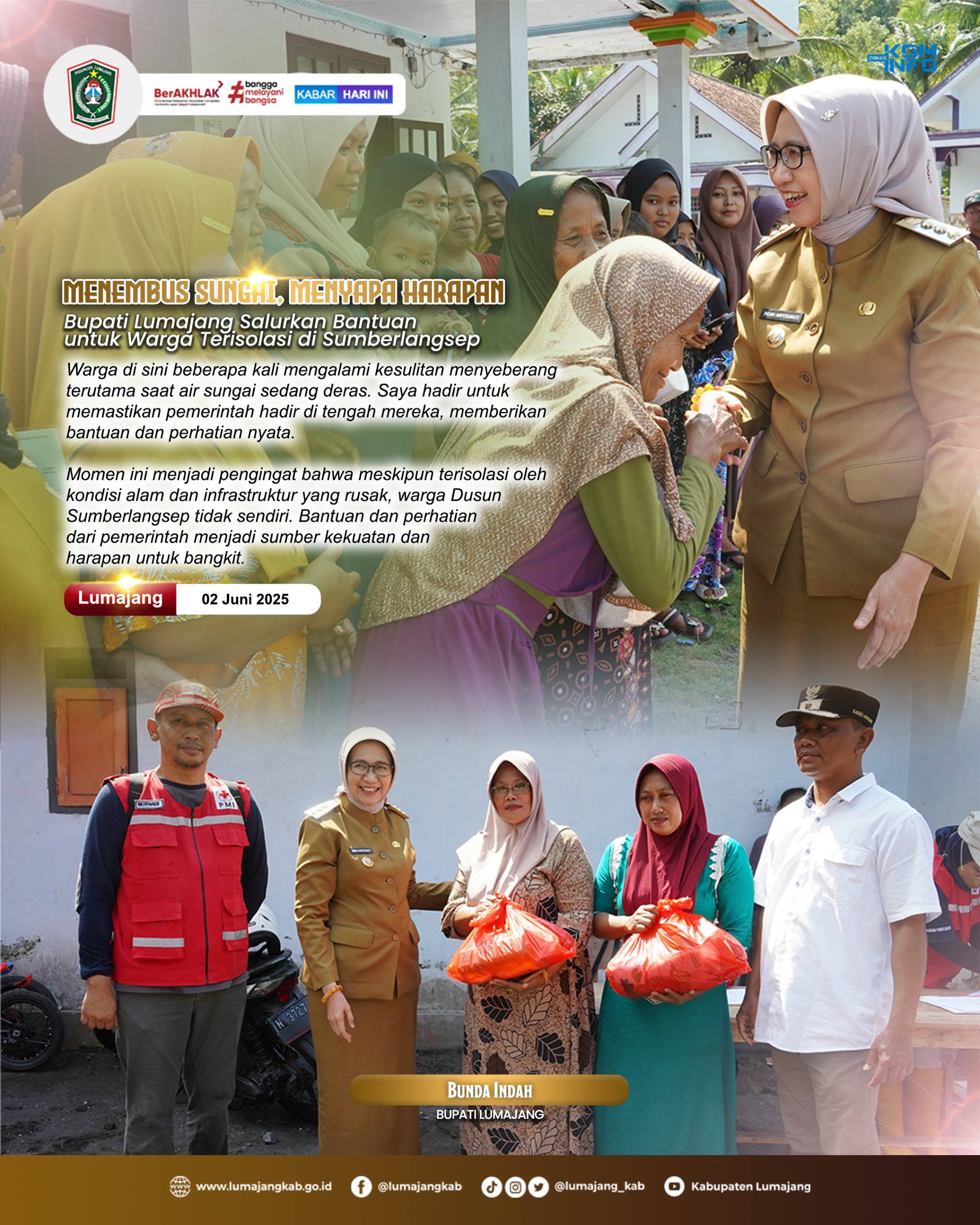 BUPATI LUMAJANG SALURKAN BANTUAN UNTUK WARGA TERISOLASI DI SUMBERLANGSEP