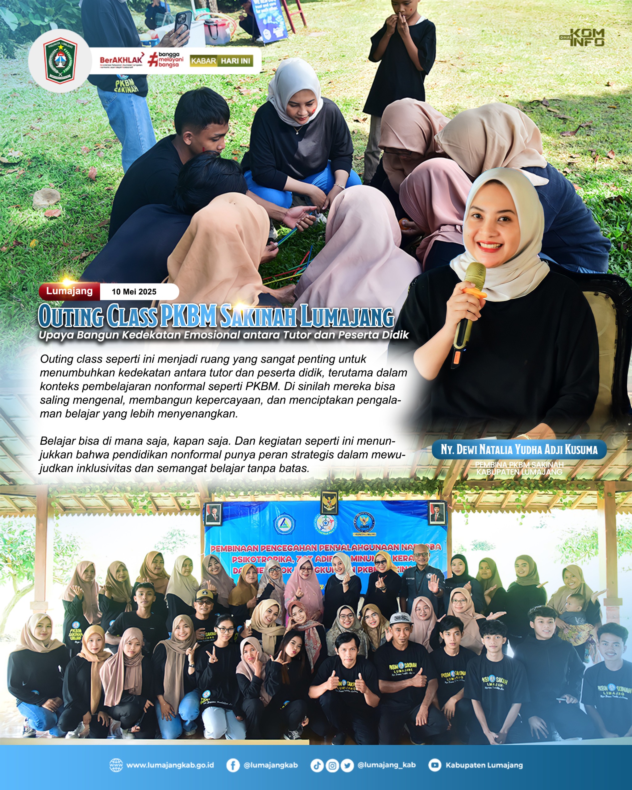 OUTING CLASS PKBM SANINAH LUMAJANG UPAYA BANGUN KEDEKATAN EMOSIONAL TUTOR DAN PESERTA DIDIK