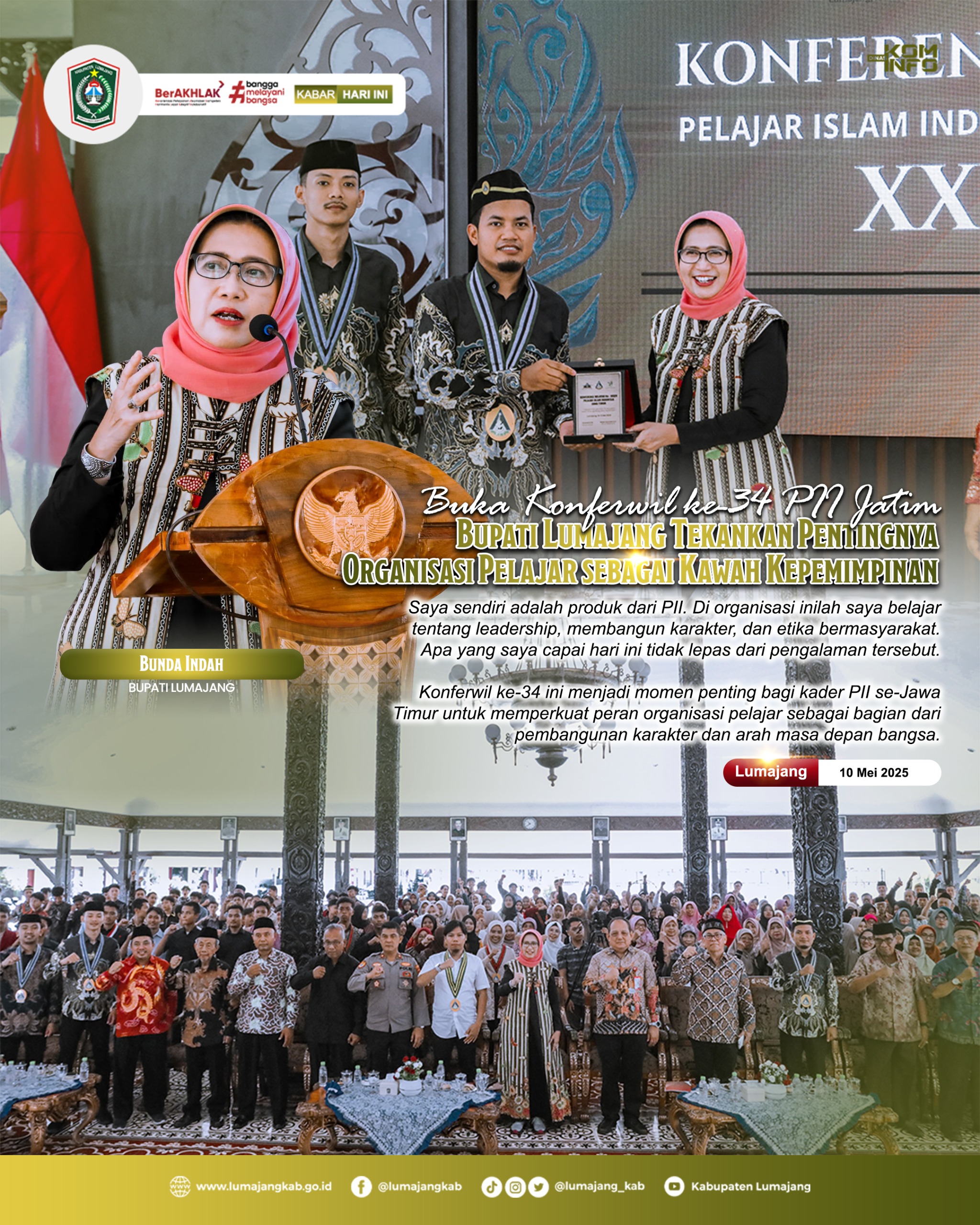 BUPATI LUMAJANG BUKA KONFERWIL KE034 PII JAWA TIMUR 