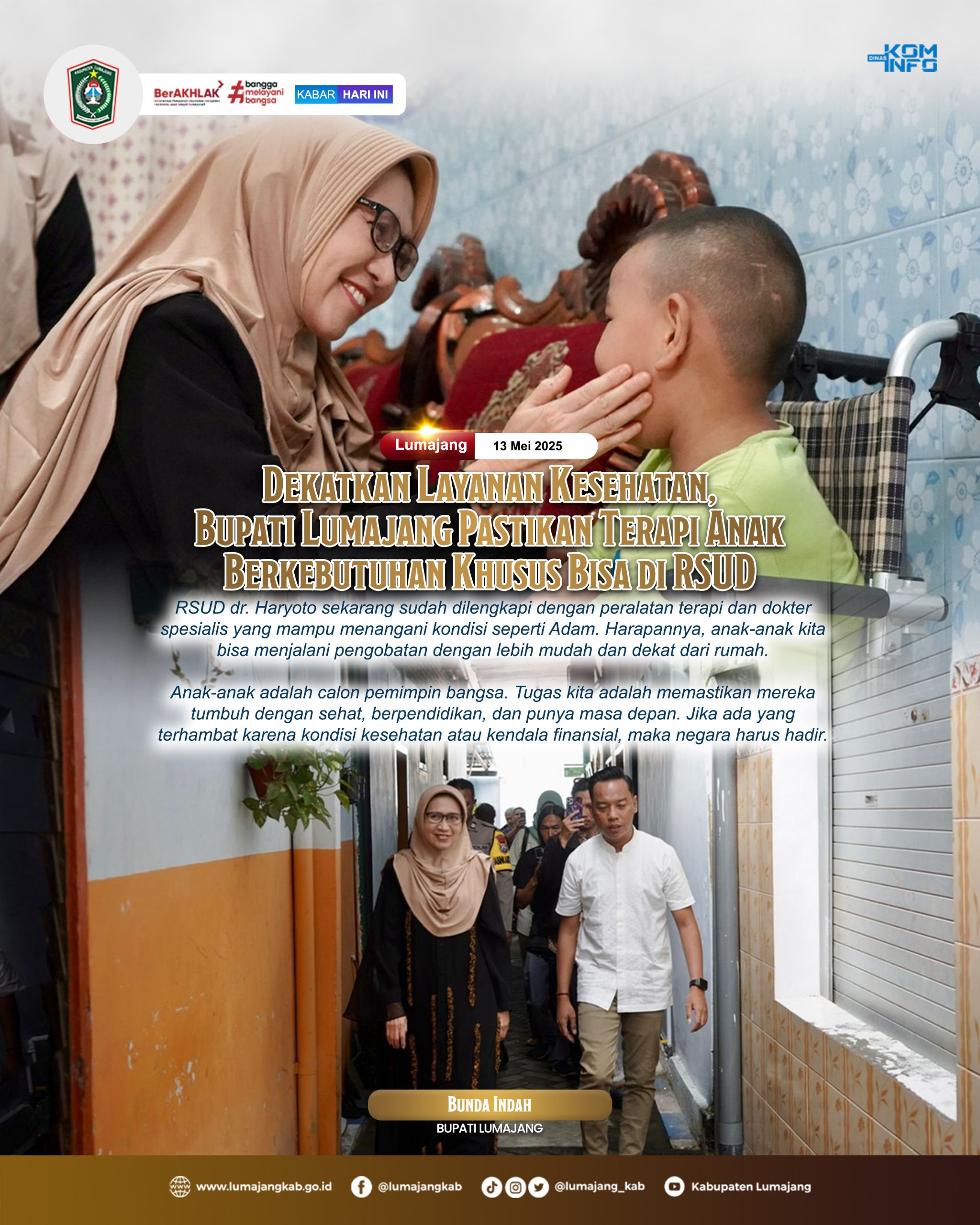 BUPATI LUMAJANG PASTIKAN TERAPI ANAK BERKEBUTUHAN KHUSUS BISA DI RSUD