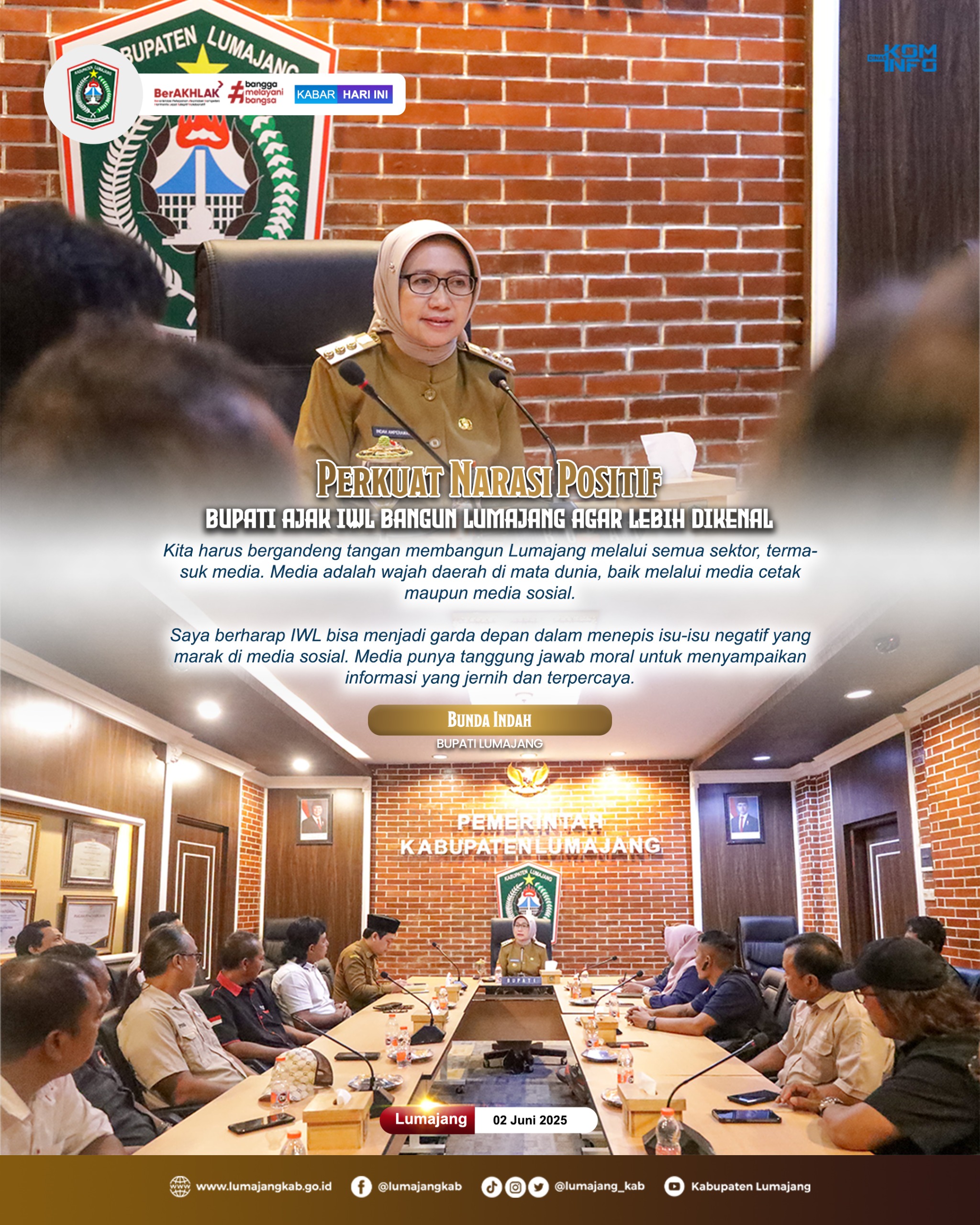 PERKUAT NARASI POSITIF BUPATI AJAK IWL BANGUN LUMAJANG AGAR LEBIH DIKENAL