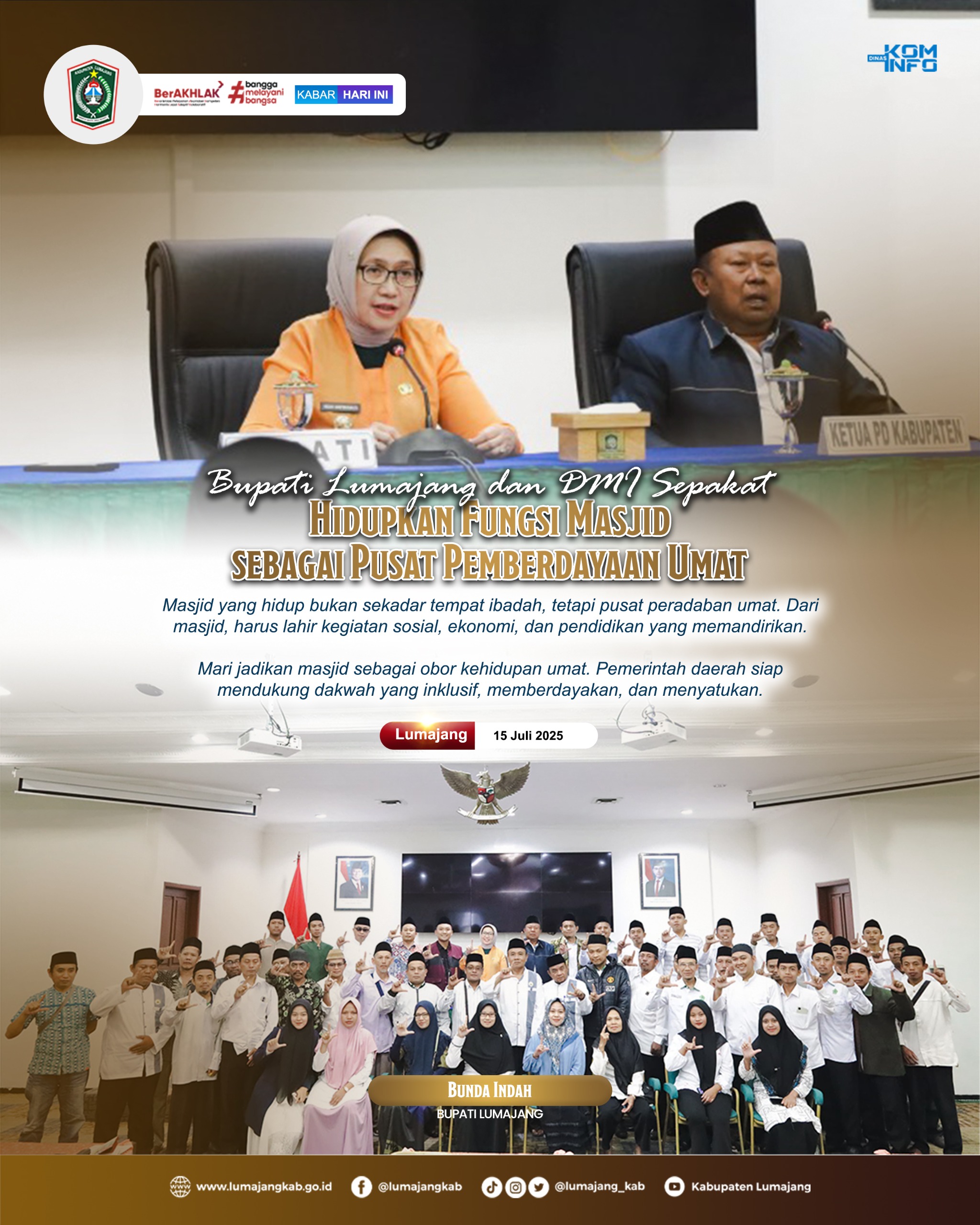 BUPATI LUMAJANG DAN DMI SEPAKAT HIDUPKAN FUNGSI MASJID SEBAGAI PUSAT PEMBERDAYAAN UMAT
