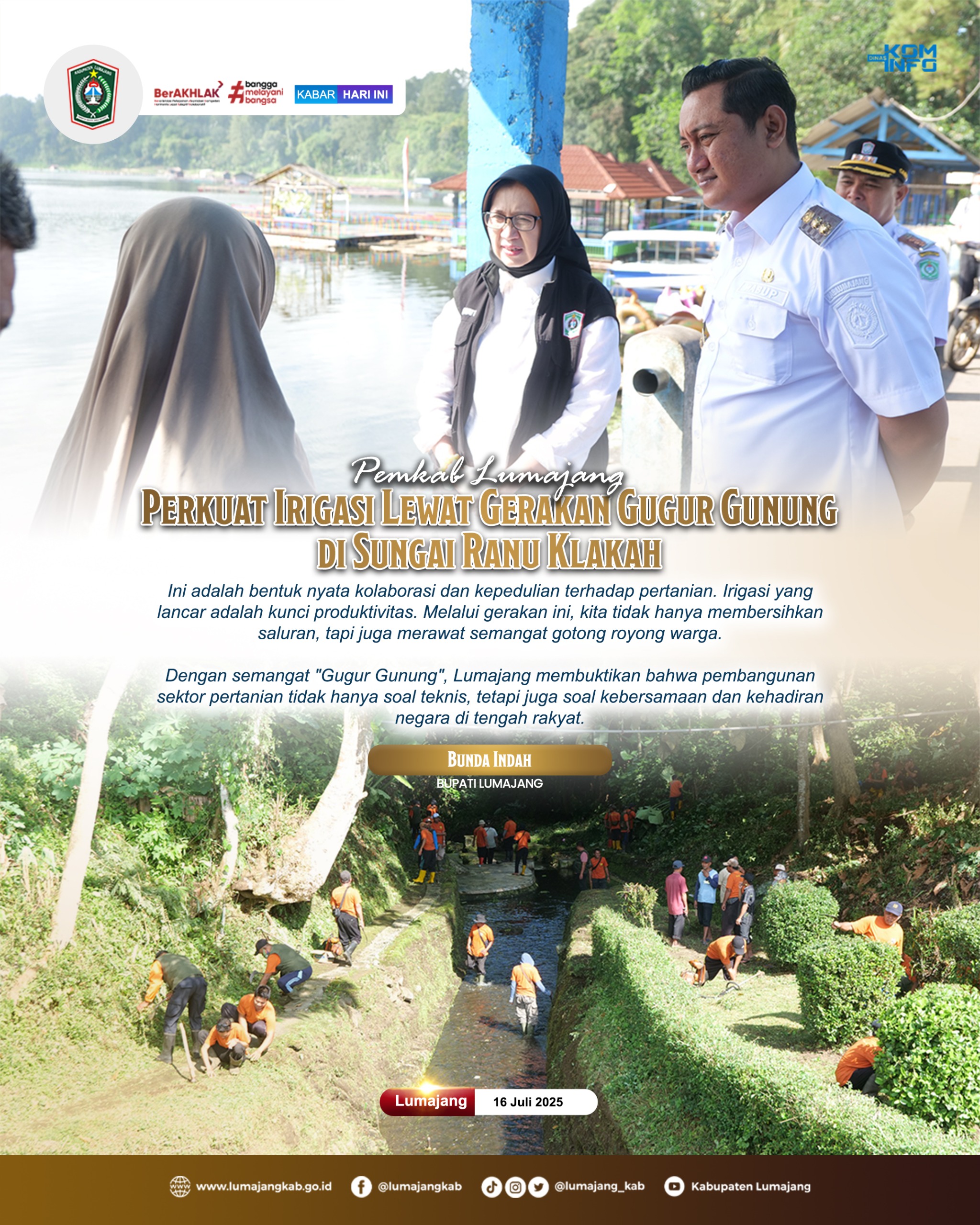 PEMKAB LUMAJANG PERKUAT IRIGASI LEWAT GERAKAN GUGUR GUNUNG DI SUNGAI RANU KLAKAH