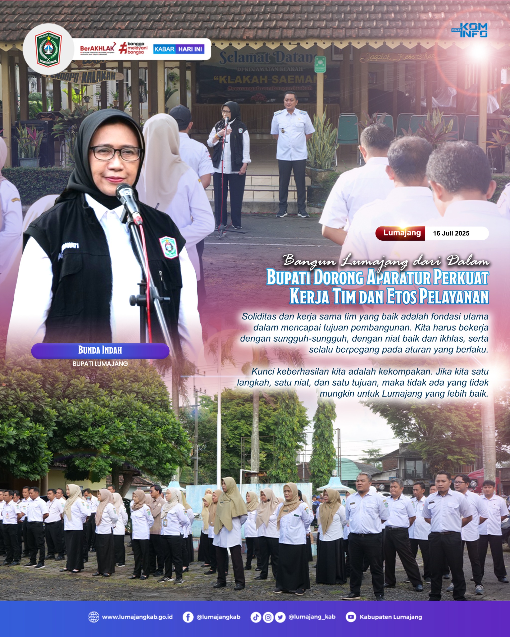 BUPATI DORONG APARATUR PERKUAT KERJA TIM DAN ETOS PELAYANAN