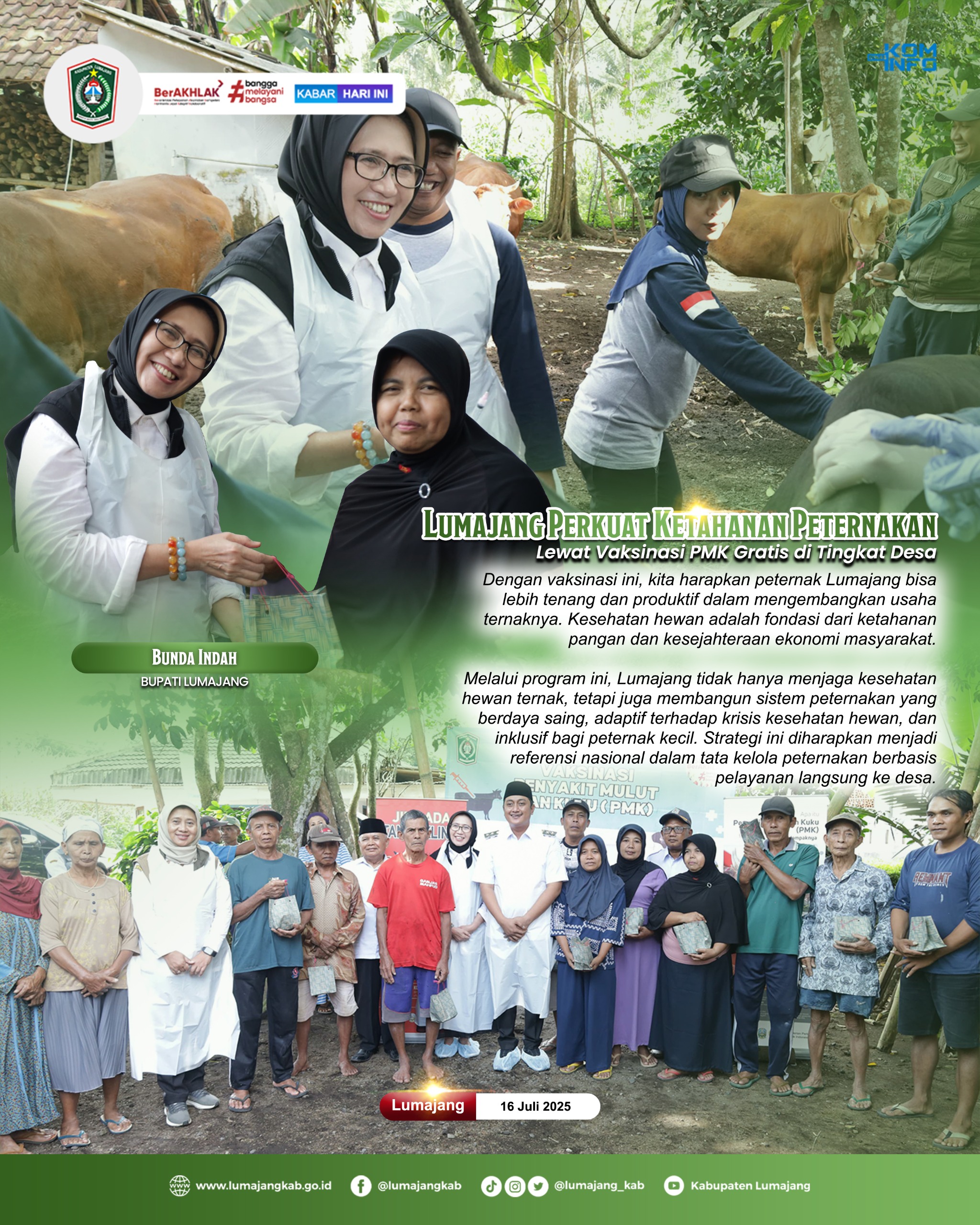 LUMAJANG PERKUAT KETAHANAN PETERNAKAN LEWAT VAKSINASI PMK GRATIS DI TINGKAT DESA
