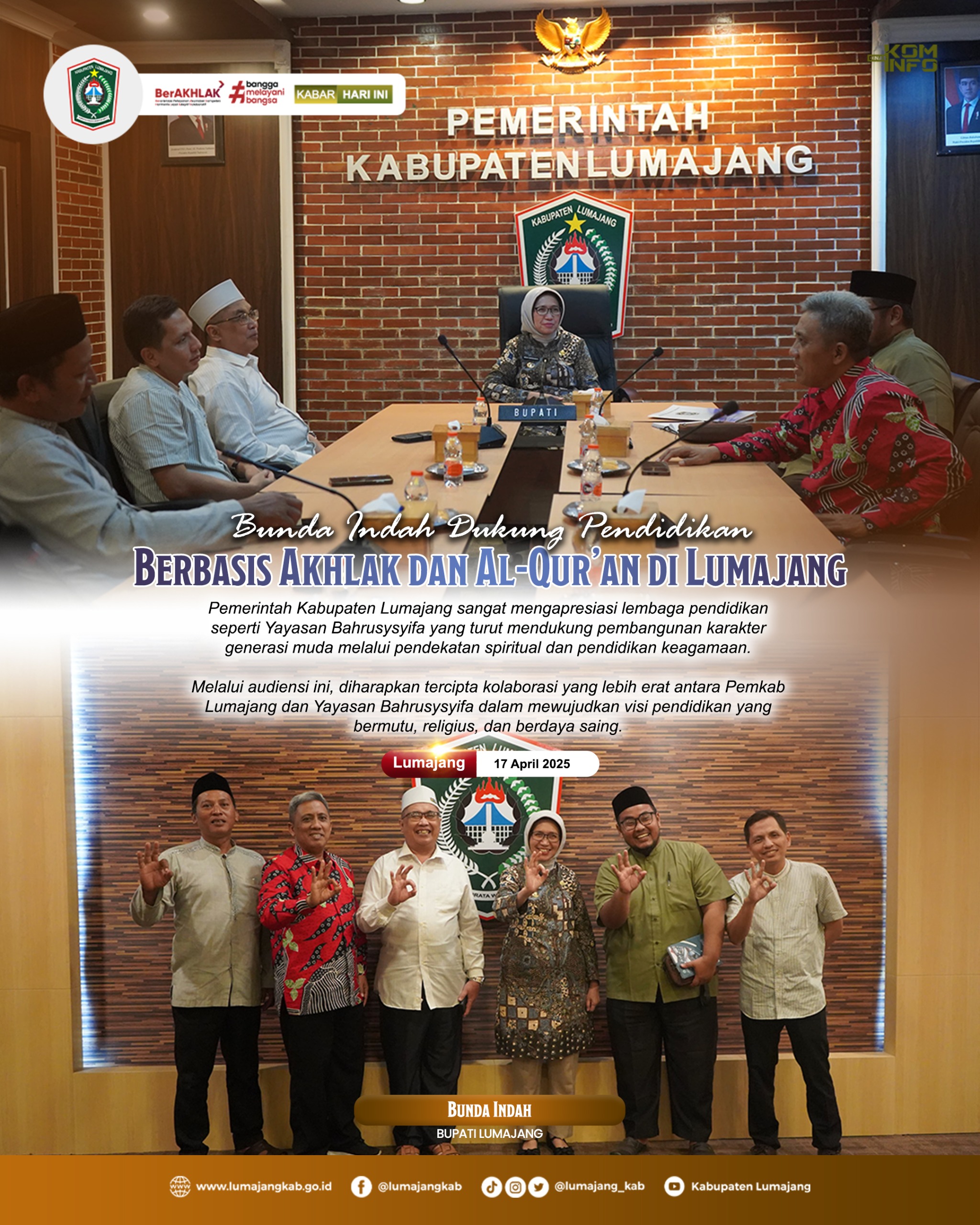 BUPATI LUMAJANG DUKUNG PENDIDIKAN BERBASIS AKHLAK DAN AL-QURAN DI LUMAJANG