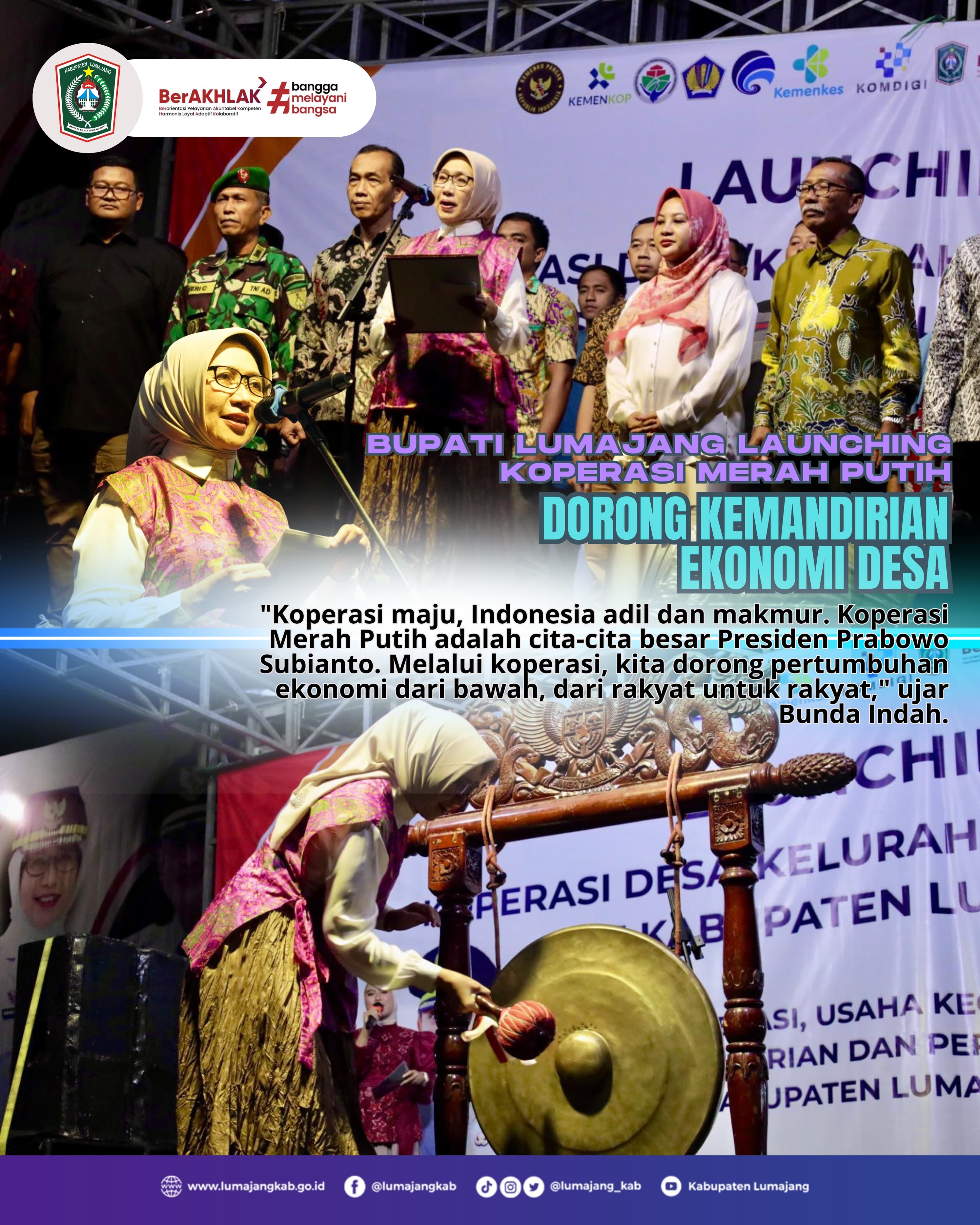 BUPATI LUMAJANG LAUNCHING KOPERASI MERAH PUTIH DORONG KEMANDIRIAN EKONOMI DESA