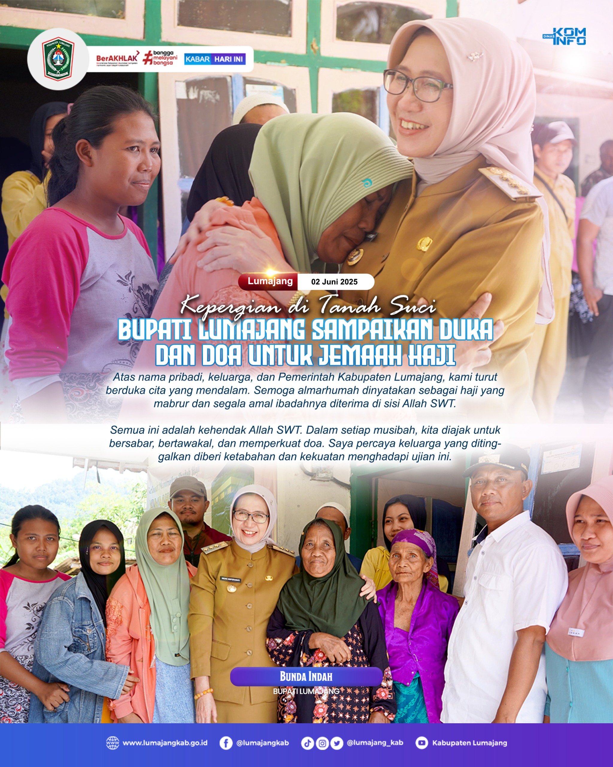 BUPATI LUMAJANG SAMPAIKAN DUKA DAN DOA UNTUK JEMAAH HAJI