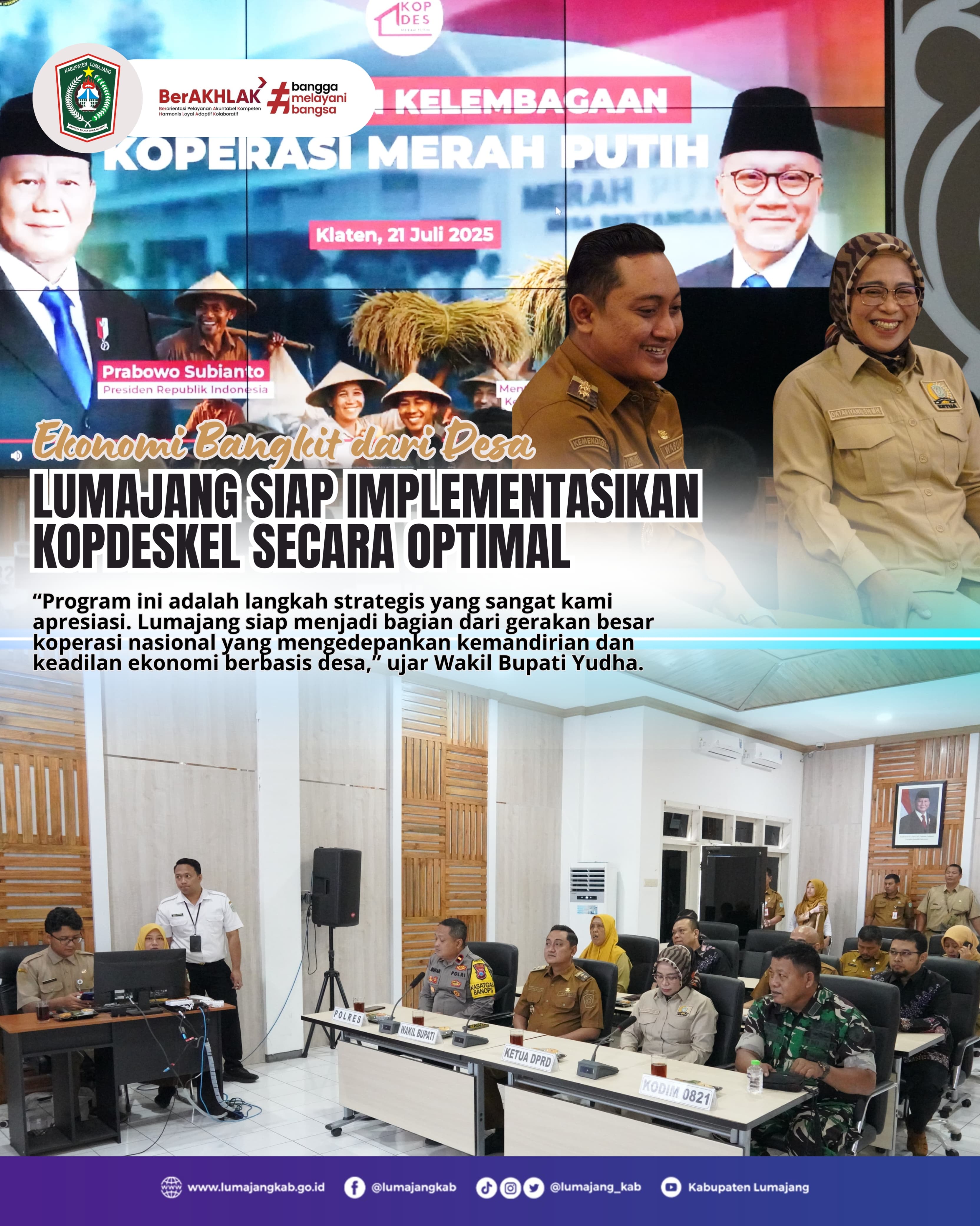 EKONOMI BANGKIT DARI DESA LUMAJANG SIAP IMPLEMENTASIKAN KOPDESKEL SECARA OPTIMAL