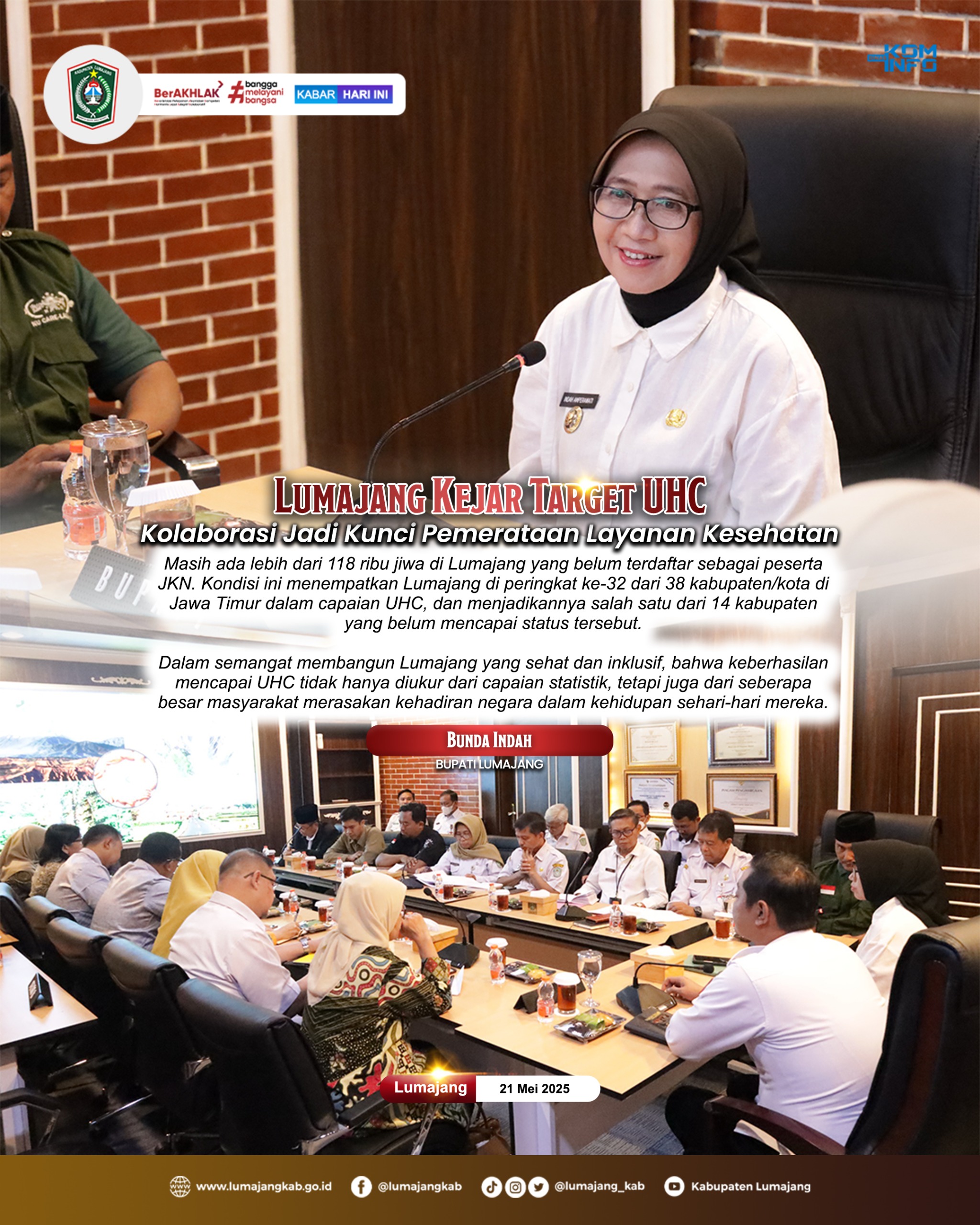 LUMAJANG KEJAR TARGET UHC  KOLABORASI JADI KUNCI PEMERATAAN LAYANAN KESEHATAN