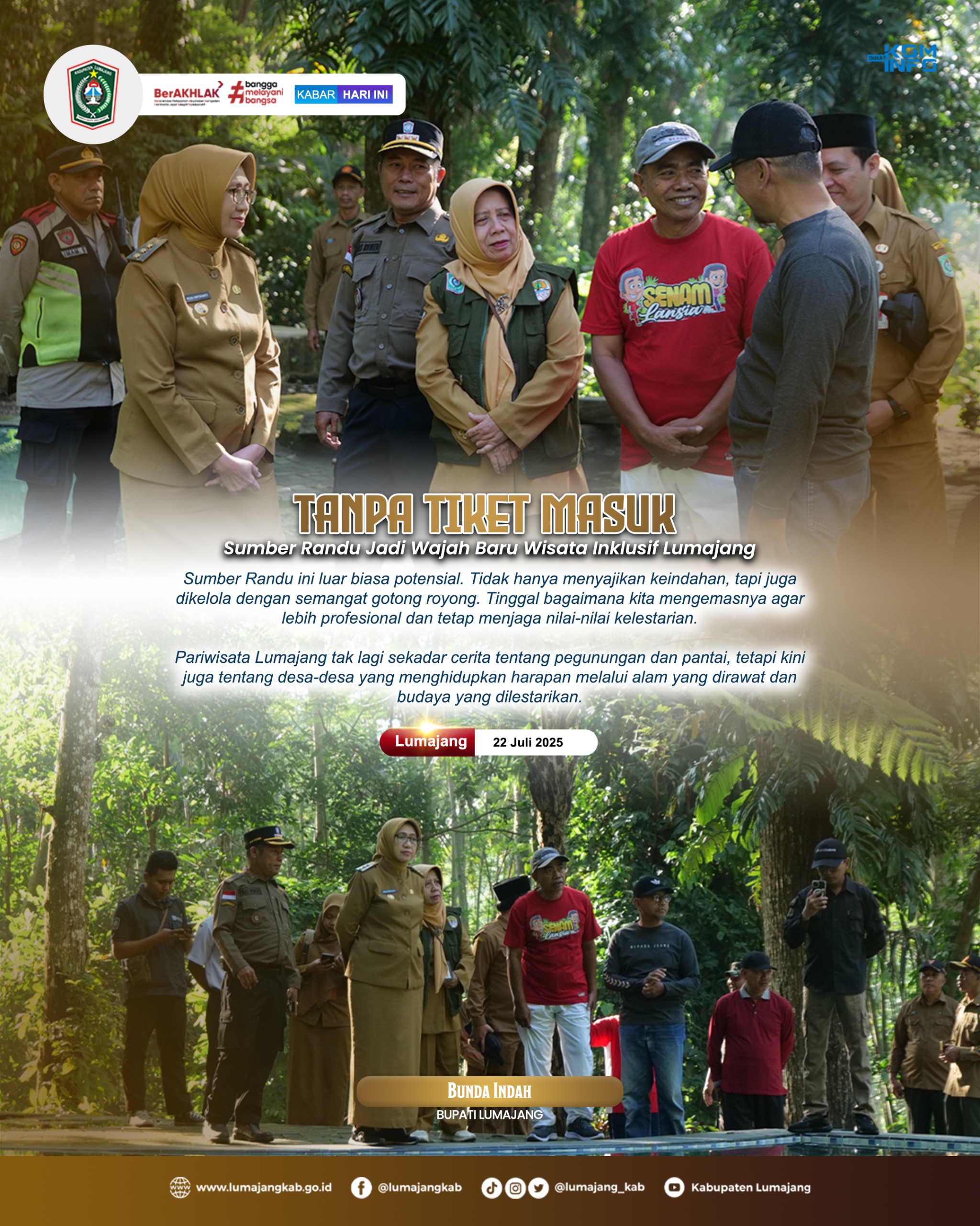 TANPA TIKET MASUK SUMBER RANDU JADI WAJAH BARU WISATA INKLUSIF LUMAJANG