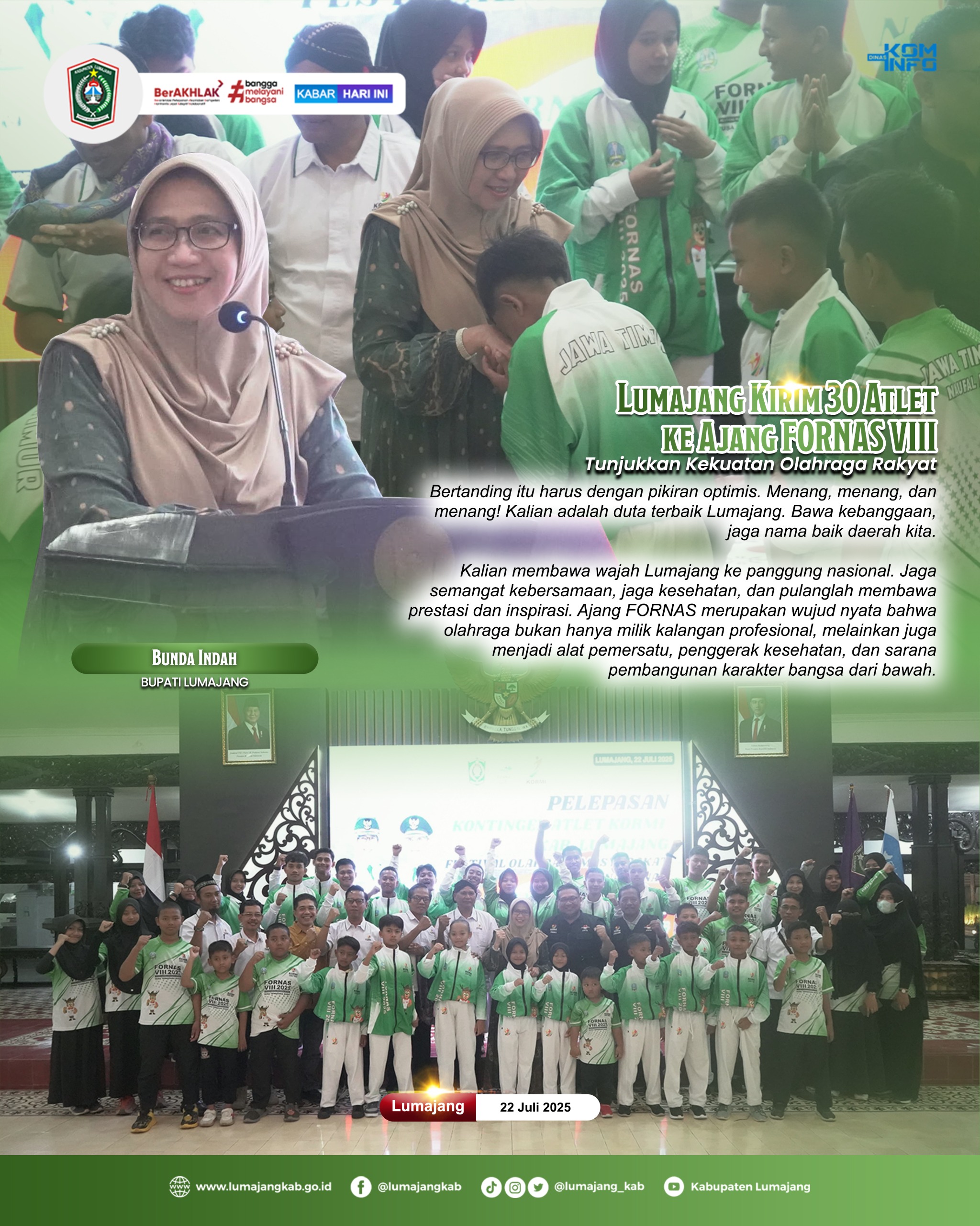 LUMAJANG KIRIM 30 ATLET KE AJANG FORNAS VIII TUNJUKAN KEKUATAN OLAHRAGA RAKYAT