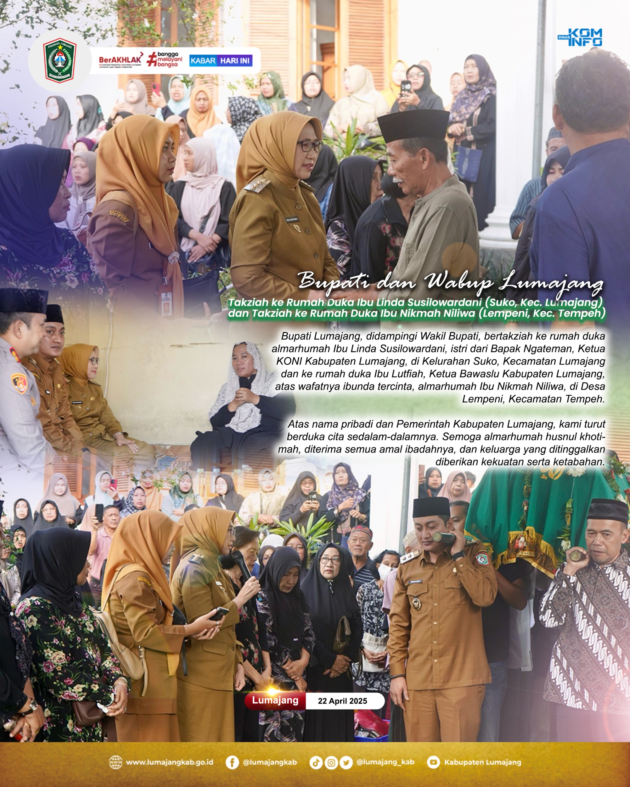 BUPATI DAN WAKIL BUPATI LUMAJANG TAKZIAH KE RUMAH DUKA 