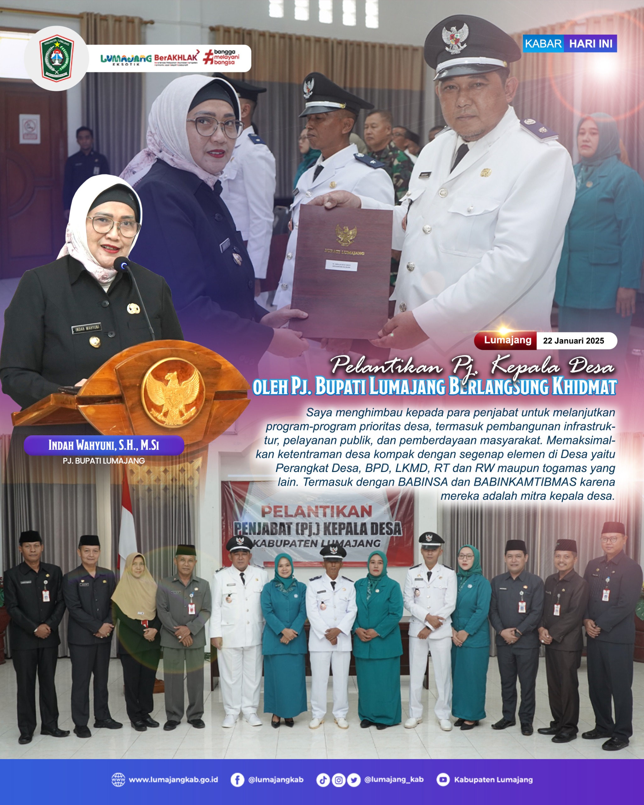 PELANTIKAN Pj. KEPALA DESA OLEH PJ BUPATI LUMAJANG BERLANGSUNG KHIDMAT