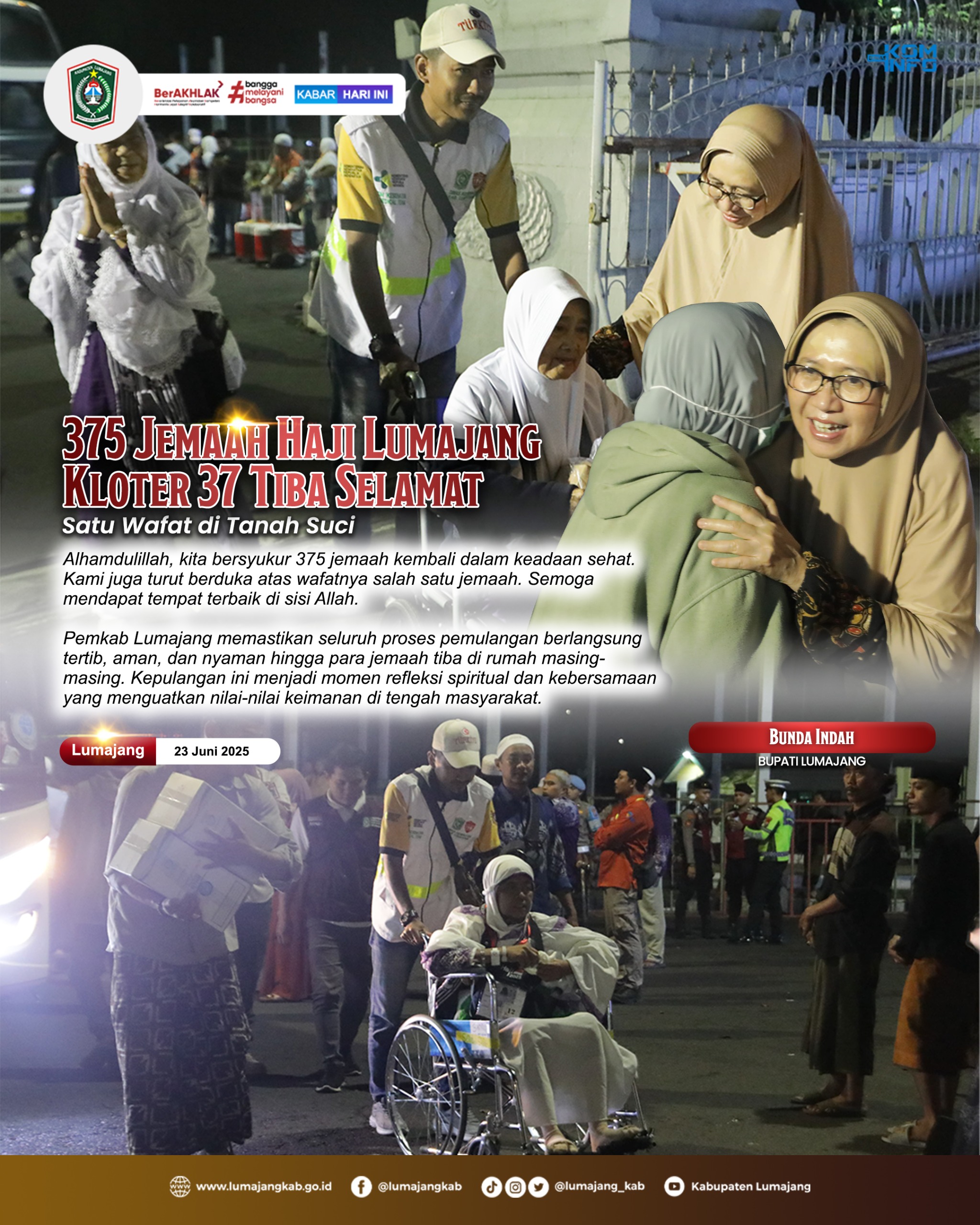 375 JEMAAH HAJI LUMAJANG KLOTER 37 TIBA SELAMAT, SATU WAFAT DI TANAH SUCI