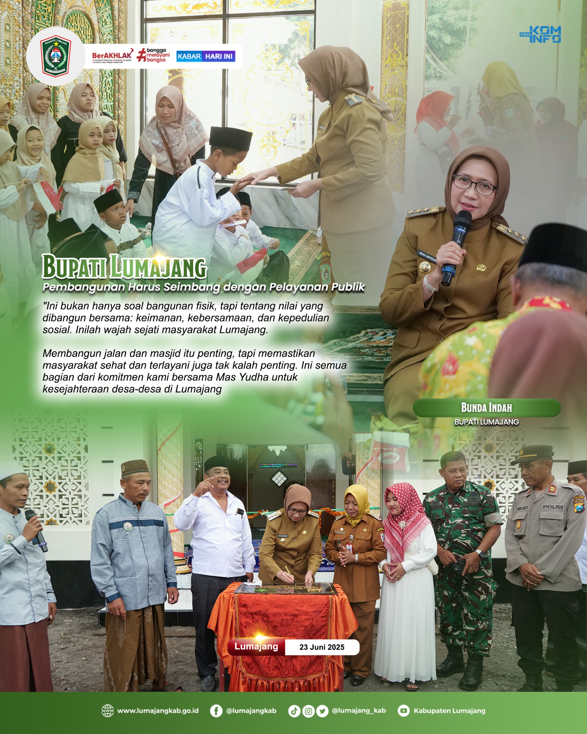 BUPATI LUMAJANG ; PEMBANGUNAN HARUS SEIMBANG DENGAN PELAYANAN PUBLIK