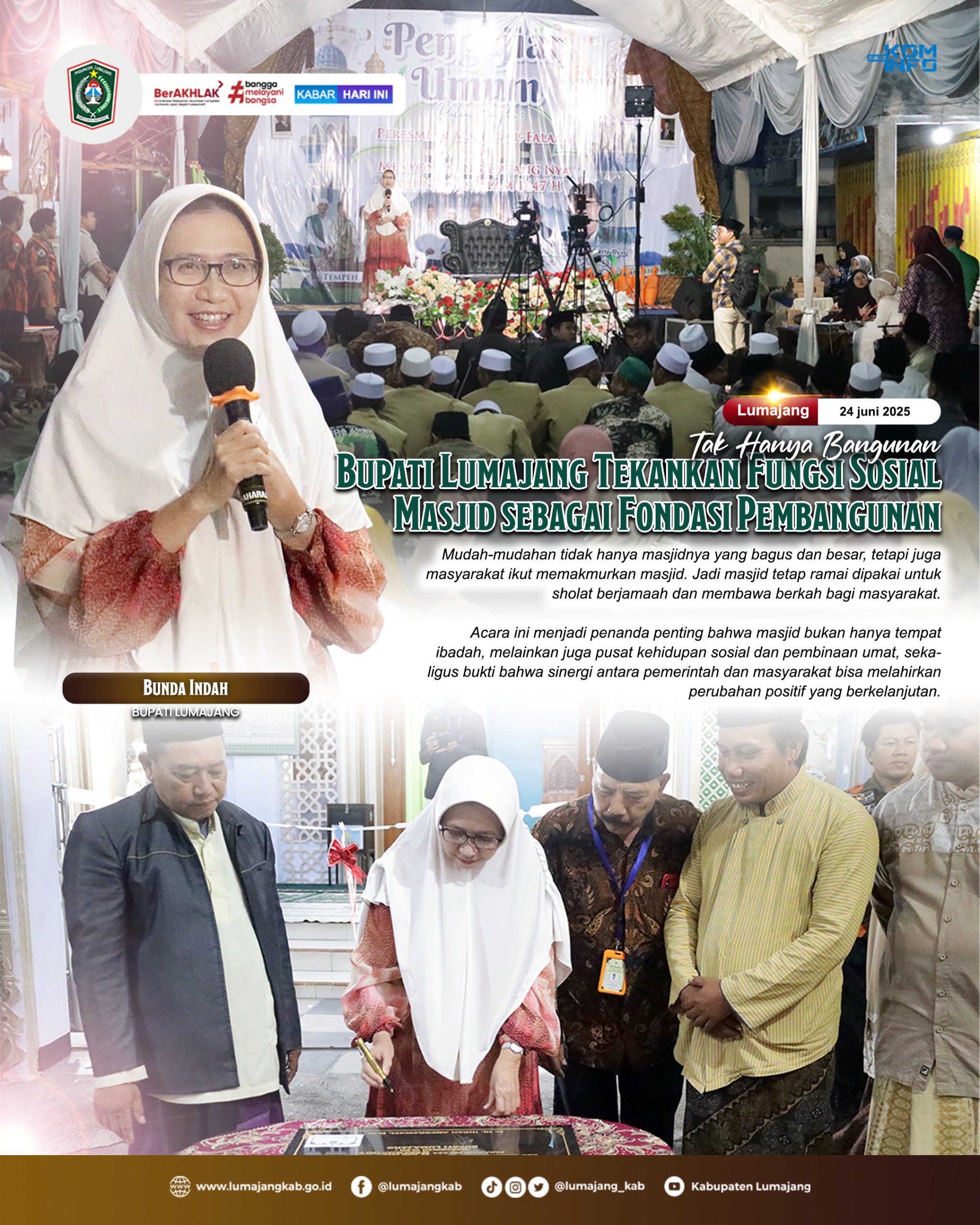 BUPATI LUMAJANG TEKANKAN FUNGSI SOSIAL MASJID SEBAGAI FONDASI PEMBANGUNAN