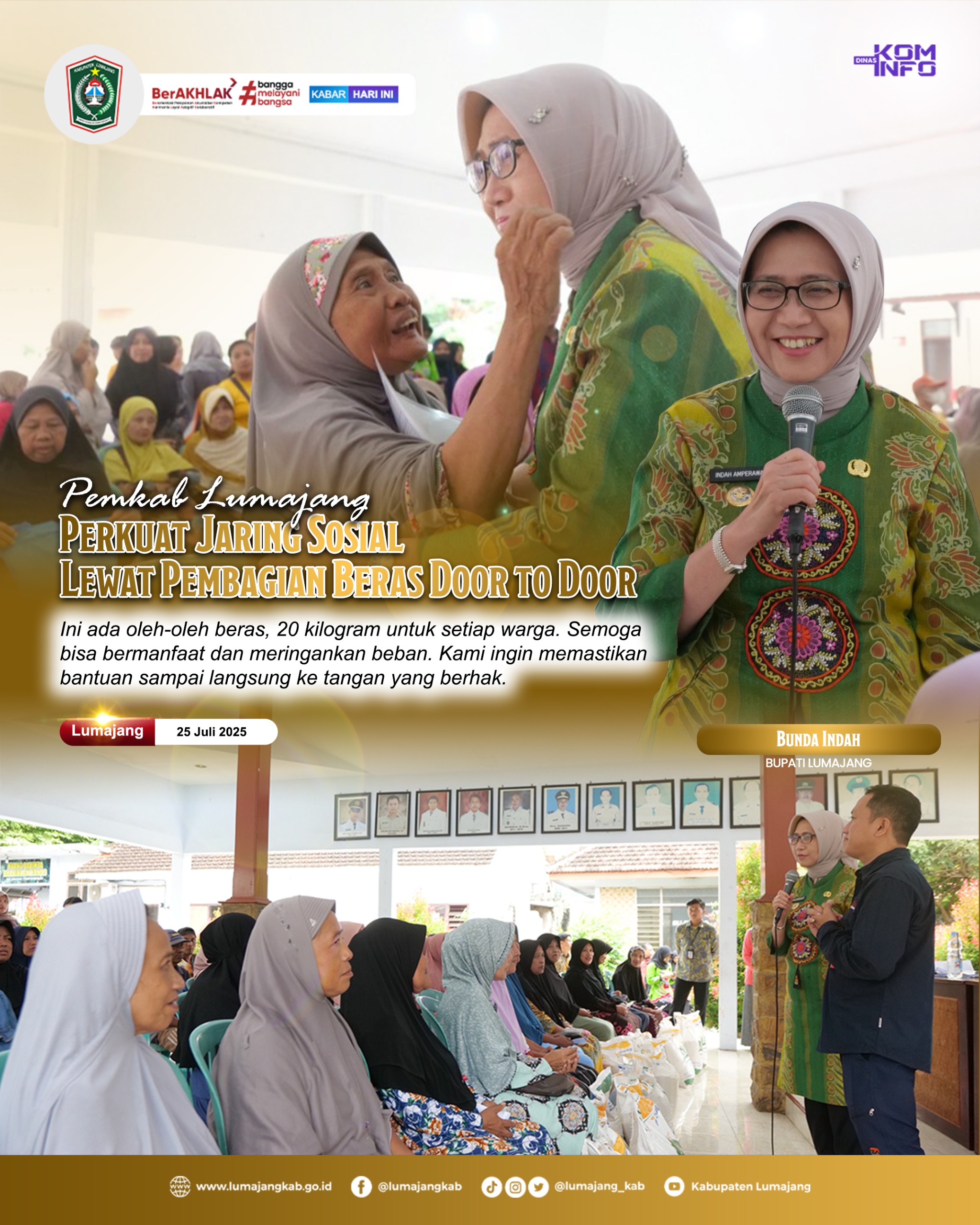 PEMKAB LUMAJANG PERKUAT JARINGAN SOSIAL LEWAT PEMBAGIAN BERAS DOOR TO DOOR