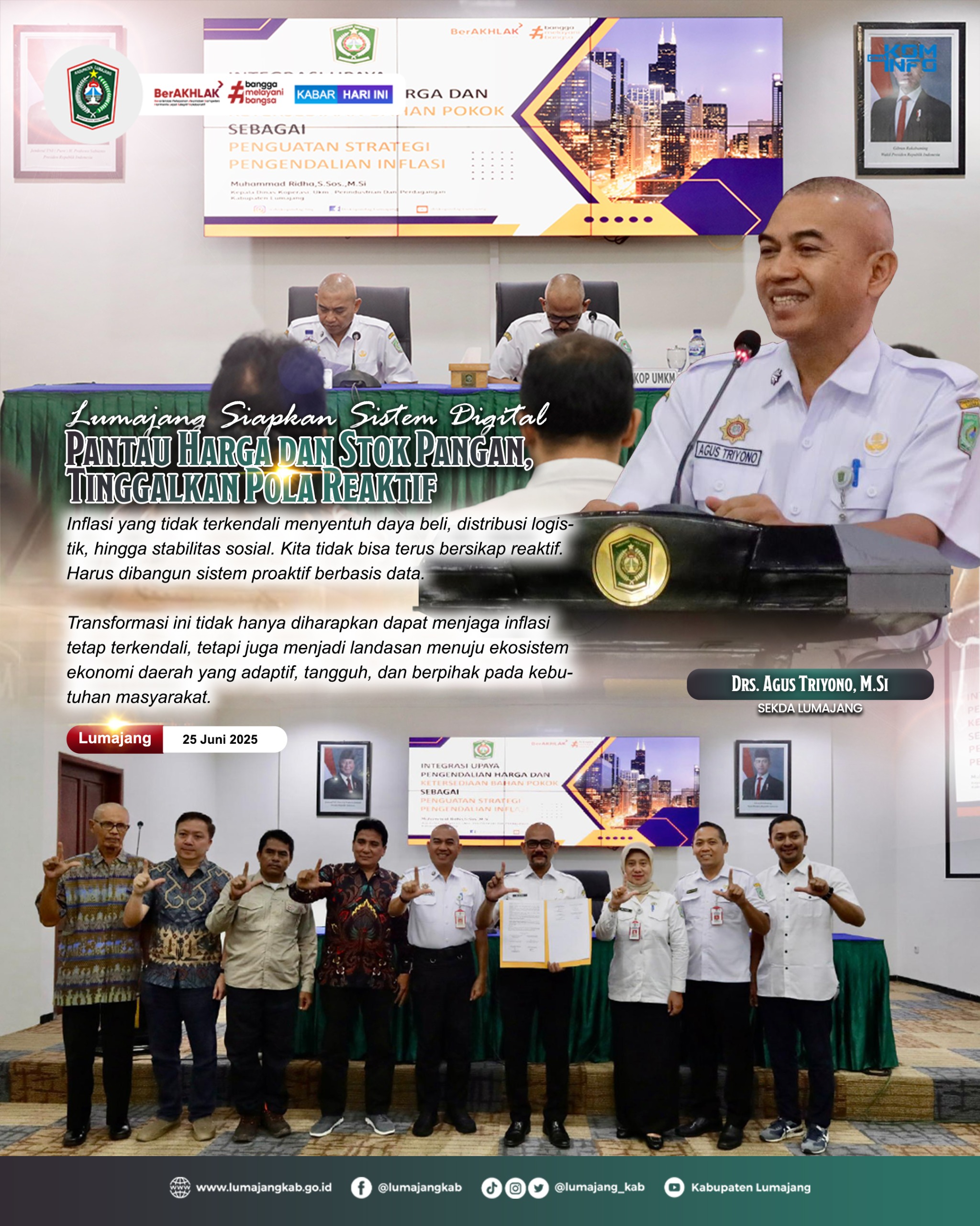 LUMAJANG SIAPKAN SISTEM DIGITAL PANTAU HARGA DAN STOK PANGAN TINGGALKAN POLA REAKTIF