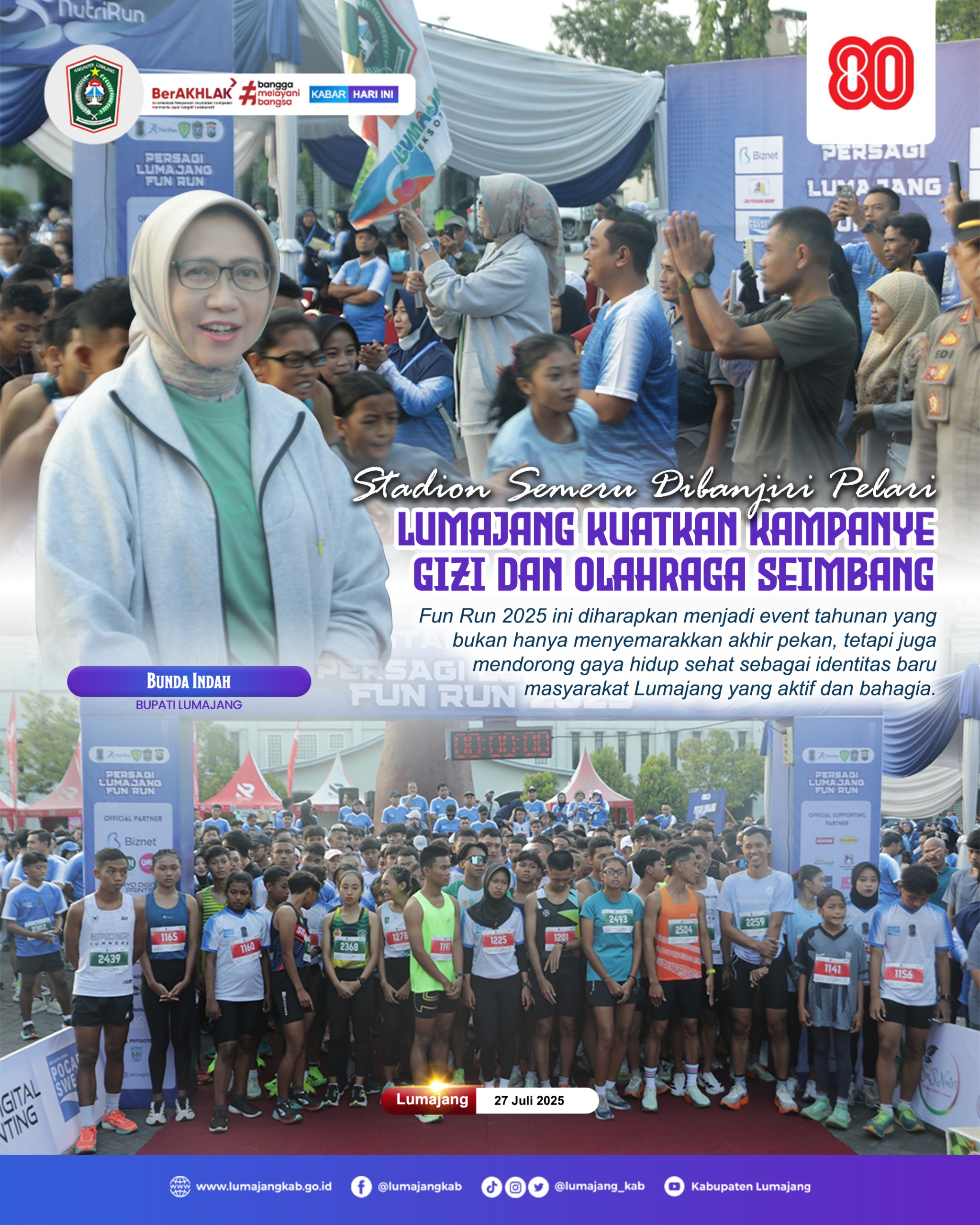 STADION SEMERU DIBANJIRI PELARI LUMAJANG, KUATKAN KAMPANYE GIZI DAN OLAHRAGA SEIMBANG