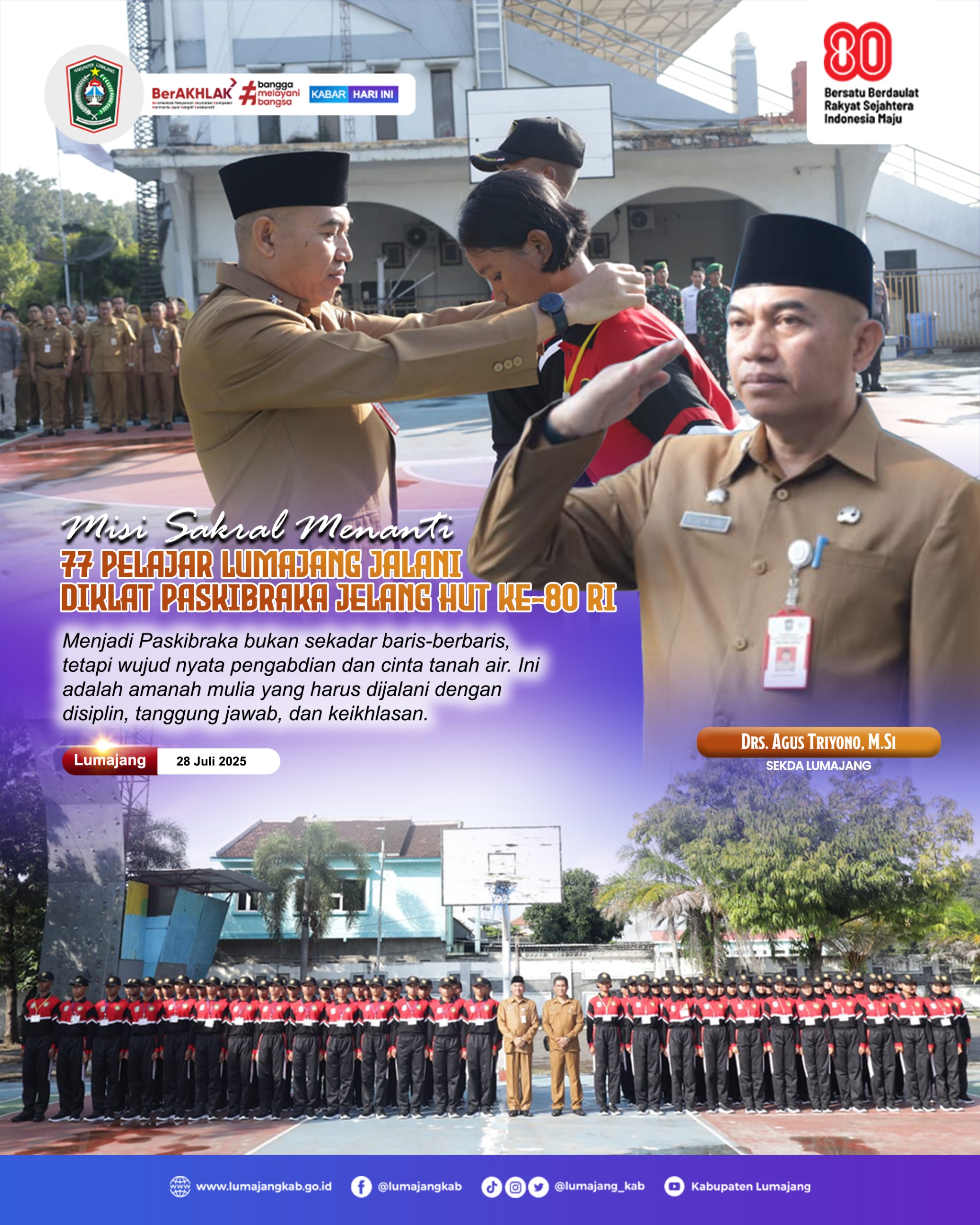 77 PELAJAR LUMAJANG JALANI DIKLAT PASKIBRAKA JELANG HUT KE-80 RI