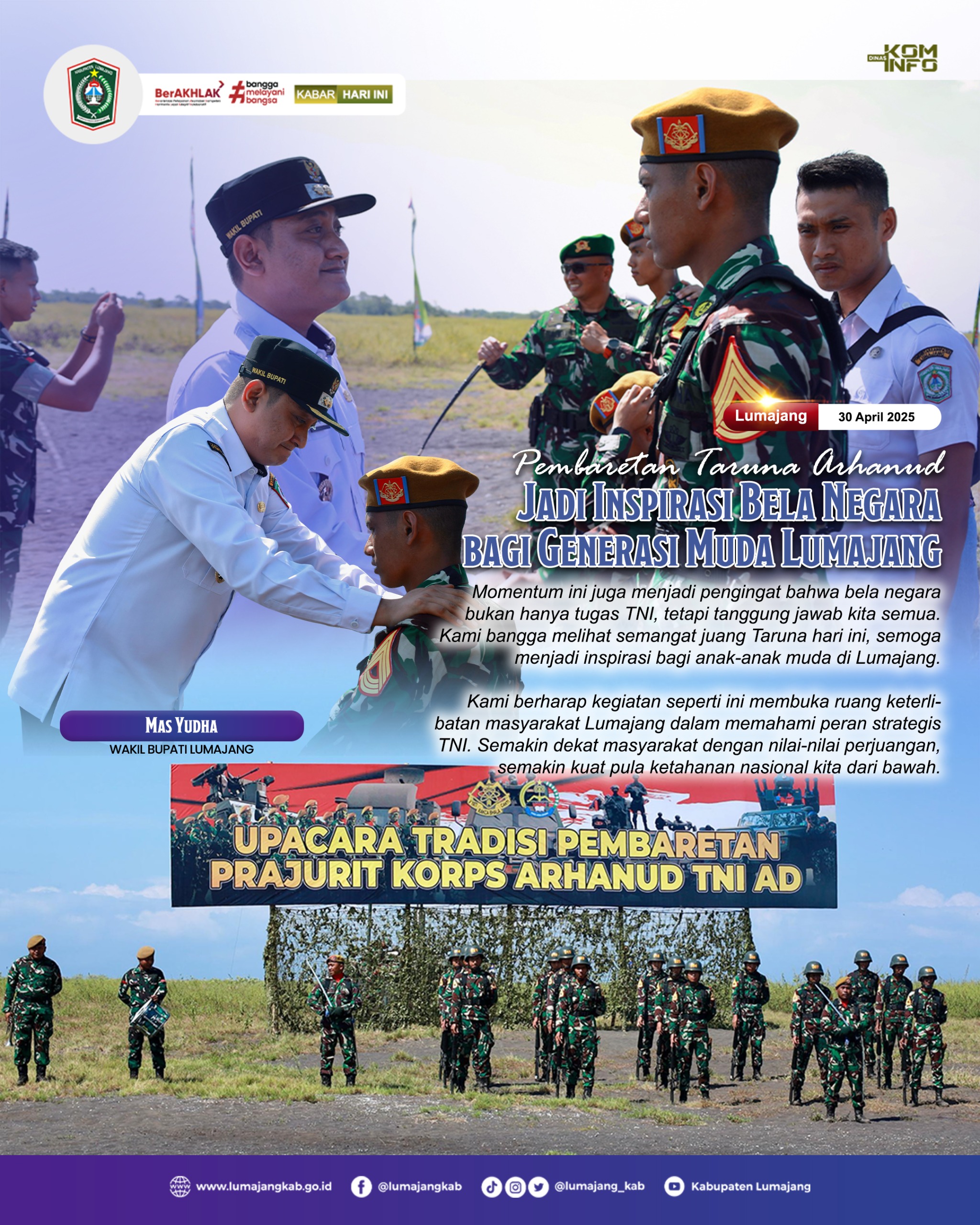 PEMBARETAN TARUNA ARHANUD JADI INSPIRASI BELA NEGARA BAGI GENERASI MUDA LUMAJANG