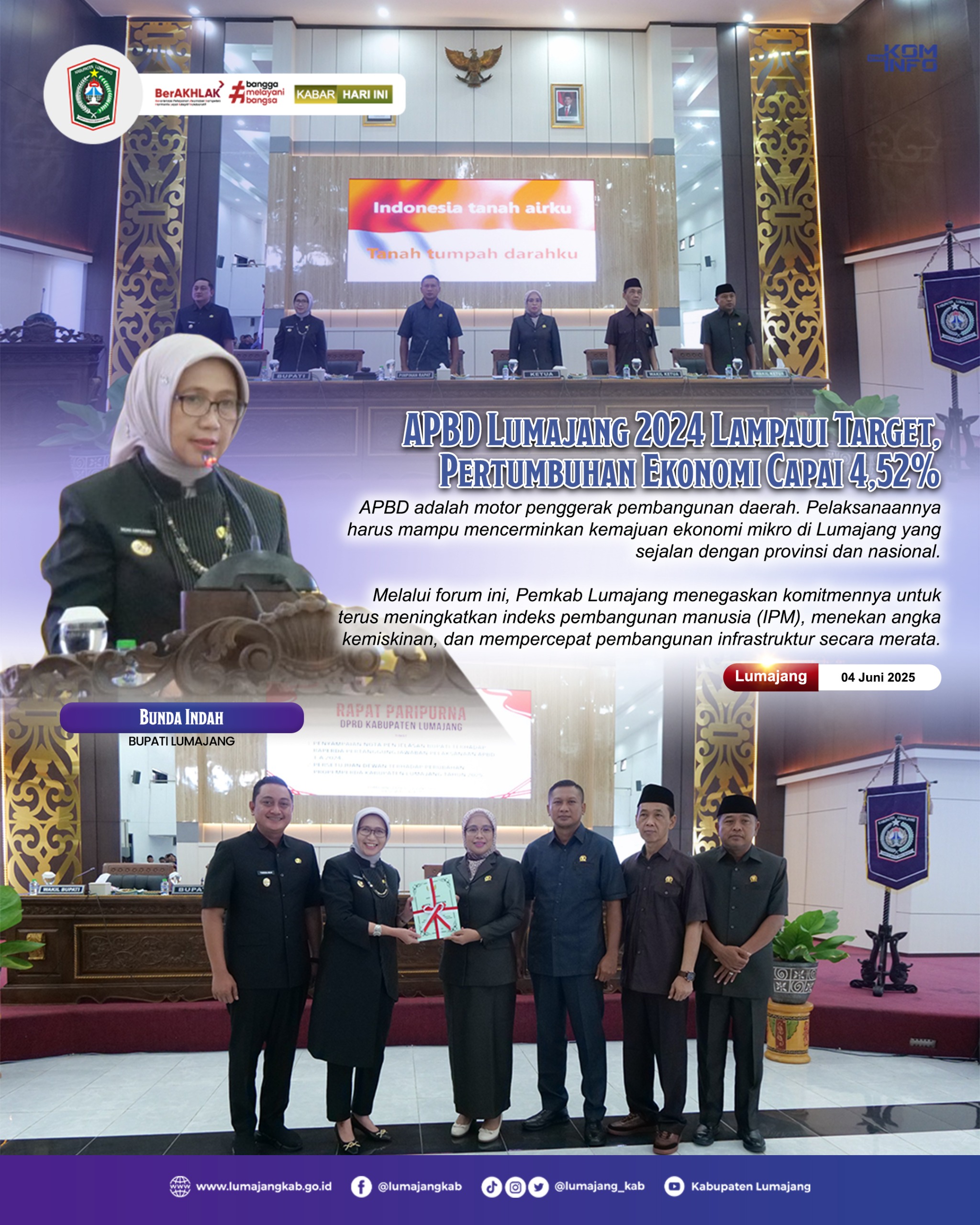 APBD LUMAJANG 2024 LAMPAUI TARGET PERTUMBUHAN EKONOMI CAPAI 4,52%