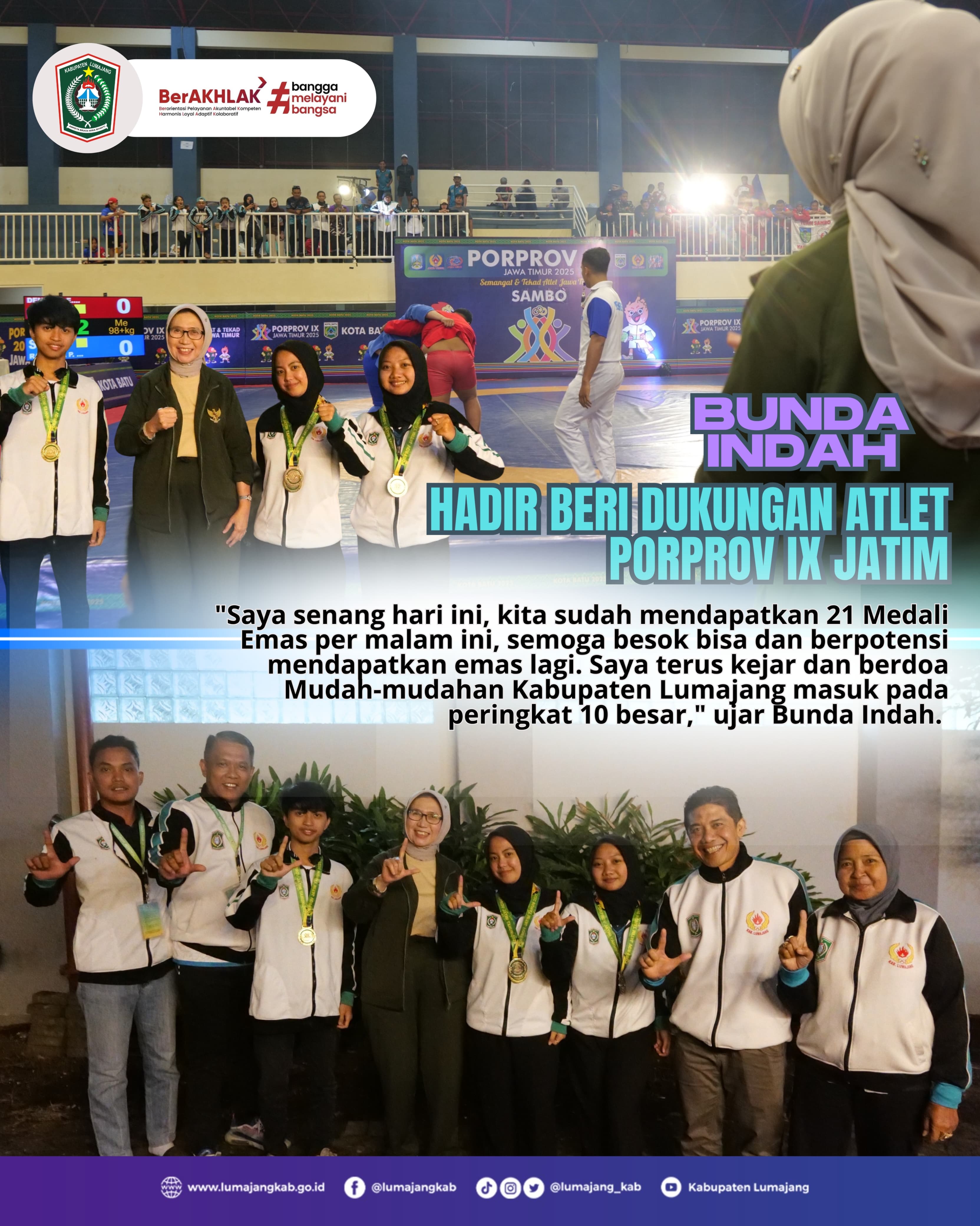 BUNDA INDAH HADIR BERI DUKUNGAN ATLET PORPROV IX JATIM