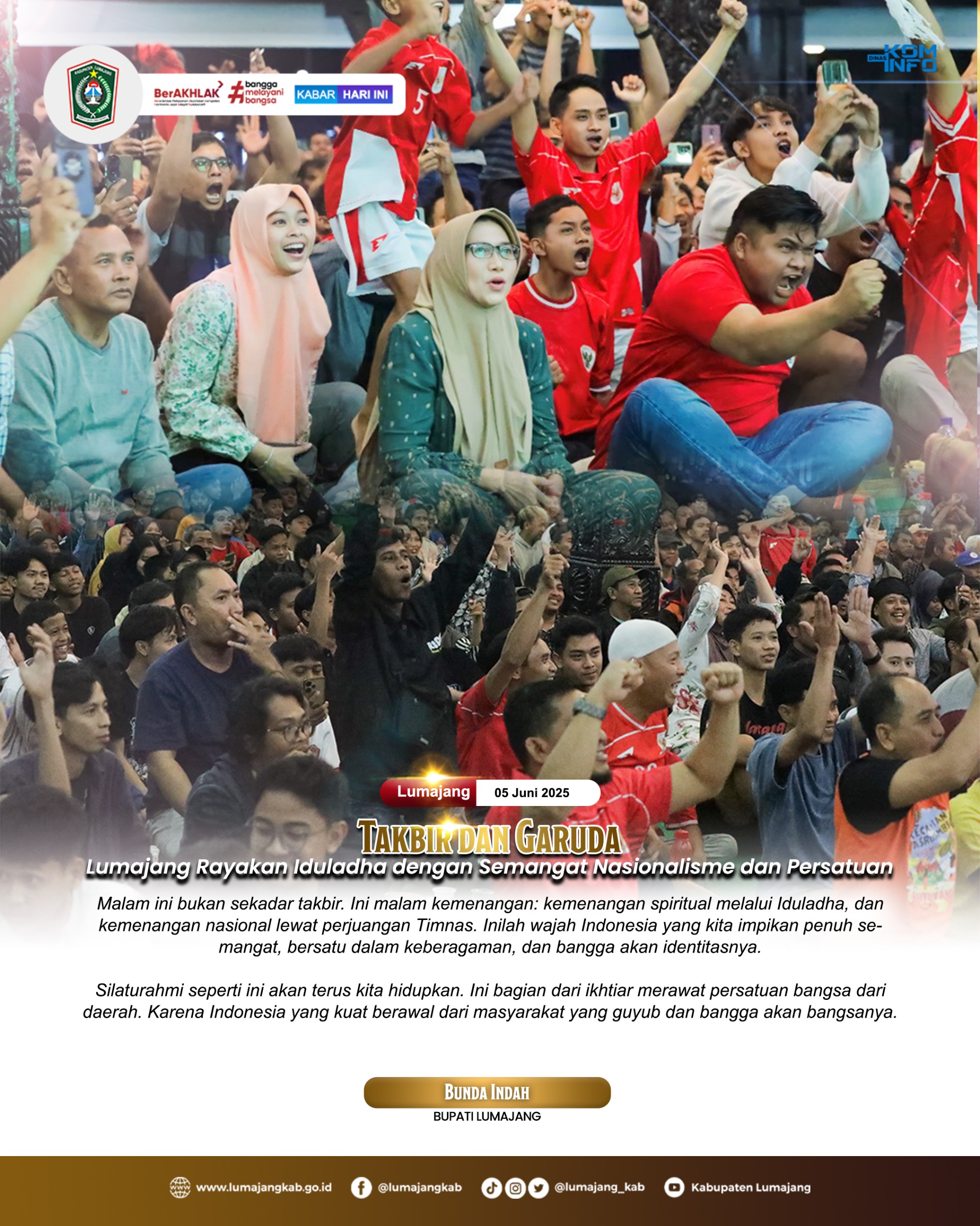 LUMAJANG RAYAKAN IDUL ADHA DENGAN SEMNAGTA NASIONALISME DAN PERSATUAN
