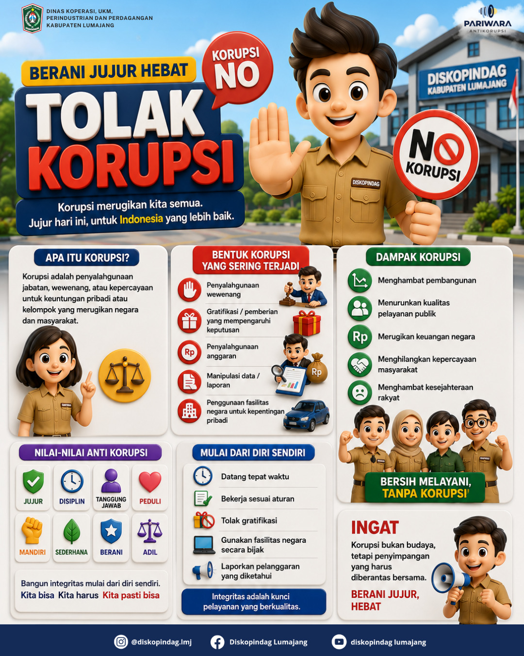 DISKOPINDAG LUMAJANG AJAK MASYARAKAT BERANI JUJUR DAN TOLAK KORUPSI