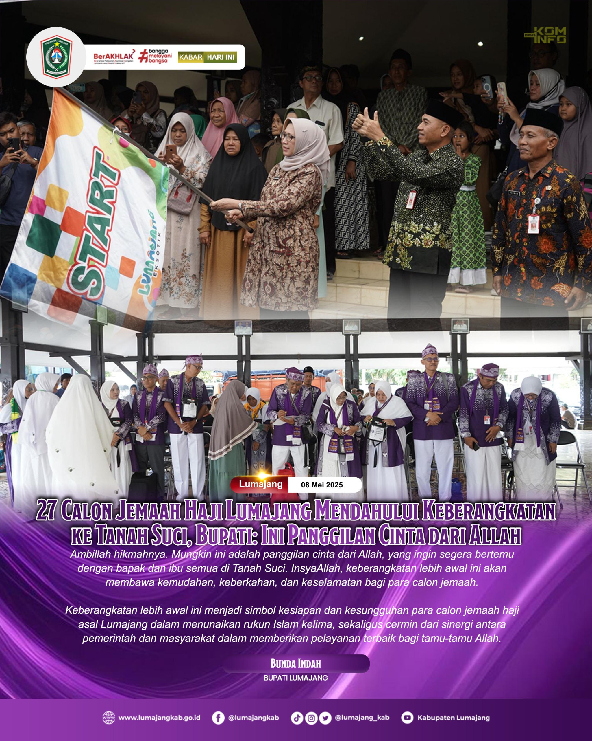 27 CALON JAMAAH HAJI LUMAJANG MENDAHULUI KEBERANGKATAN KE TANAH SUCI
