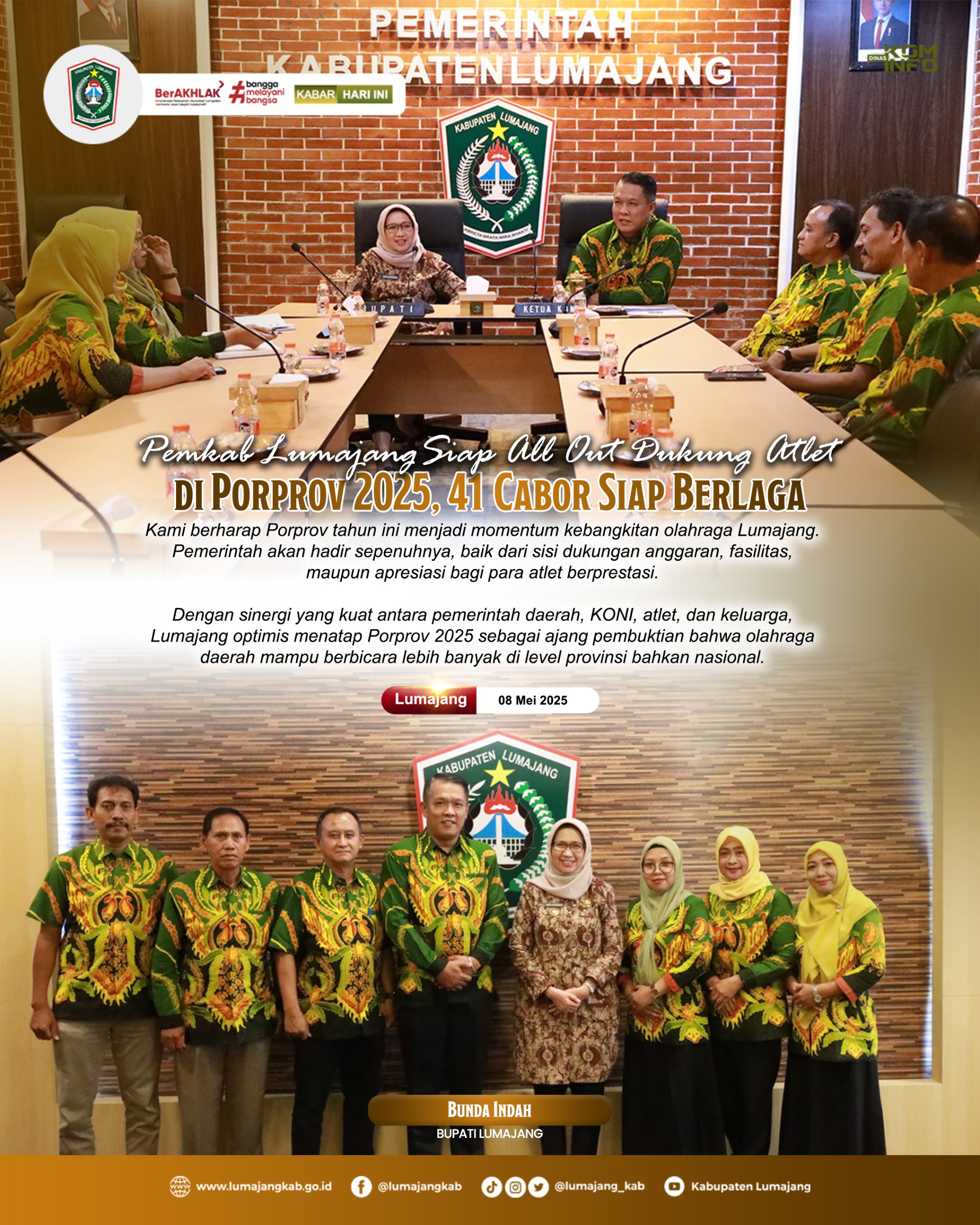 PEMKAB LUMAJANG SIAP ALL OUT DUKUNG ATLET 41 CABOR DI PORPROV 2025