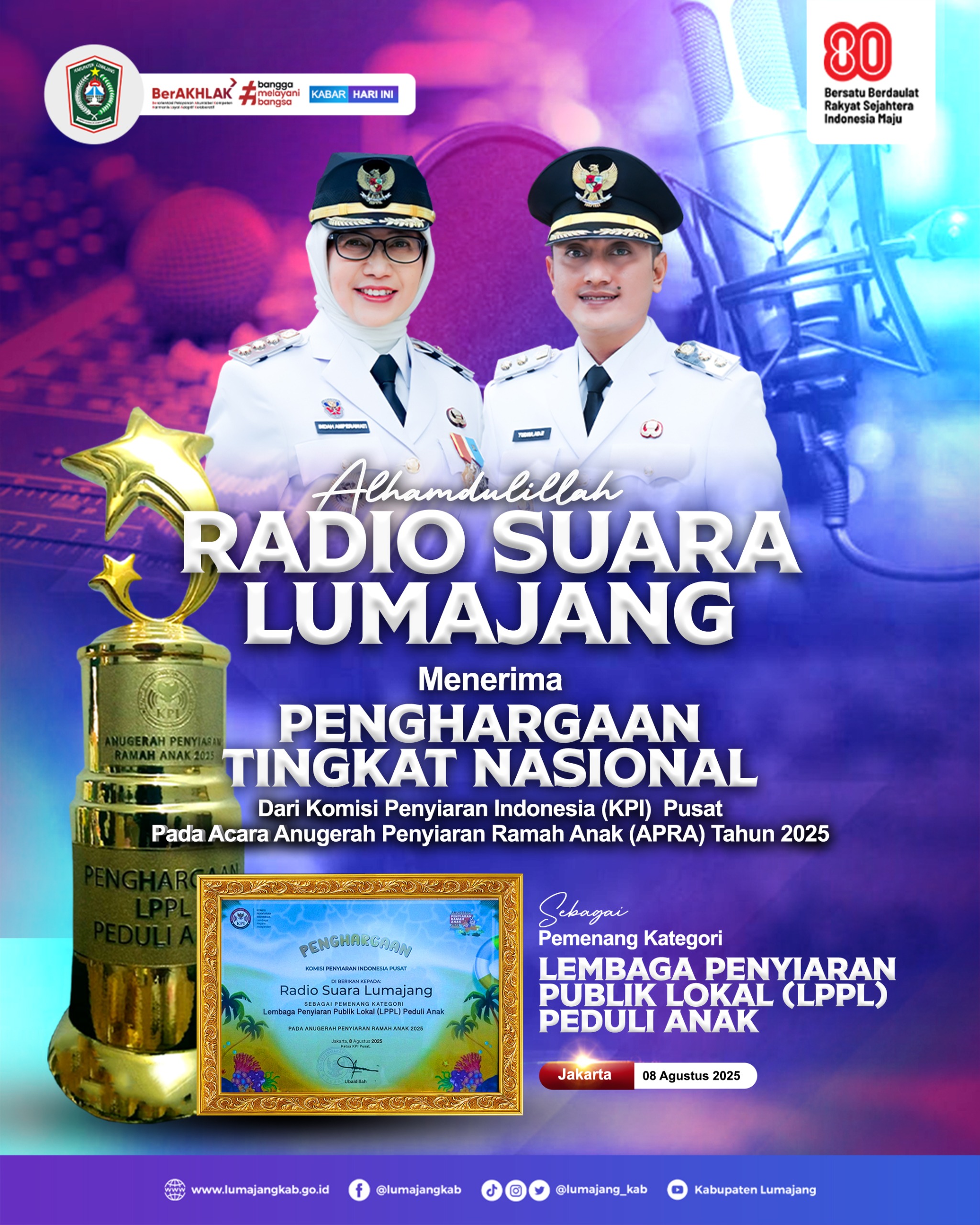 RADIO SUARA LUMAJANG MENERIMA PENGHARGAAN TINGKAT NASIONAL