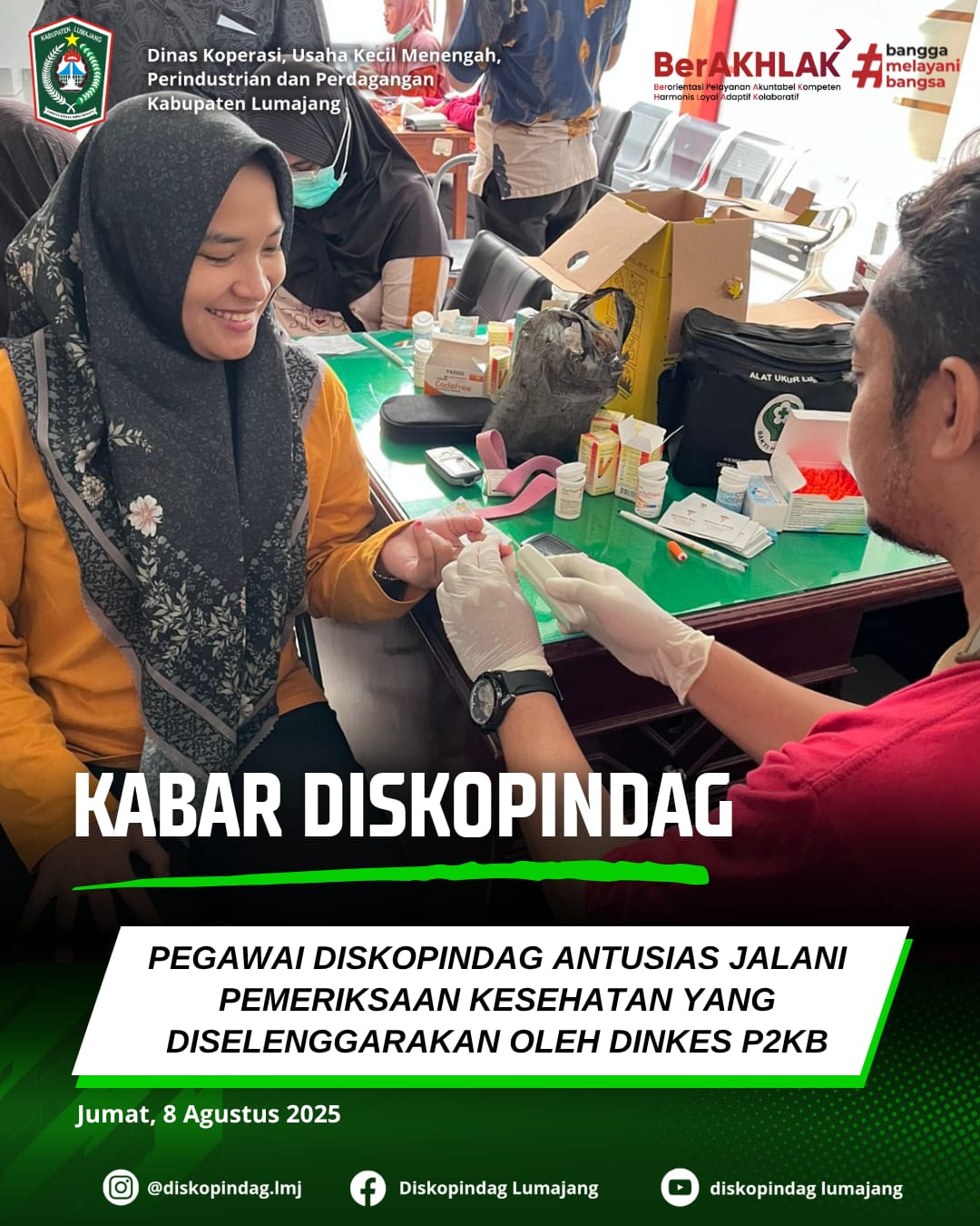 PEGAWAI DISKOPINDAG ANTUSIAS JALANI PEMERIKSAAN KESEHATAN YANG DISELENGGARAKAN  OLEH DINKES P2KB