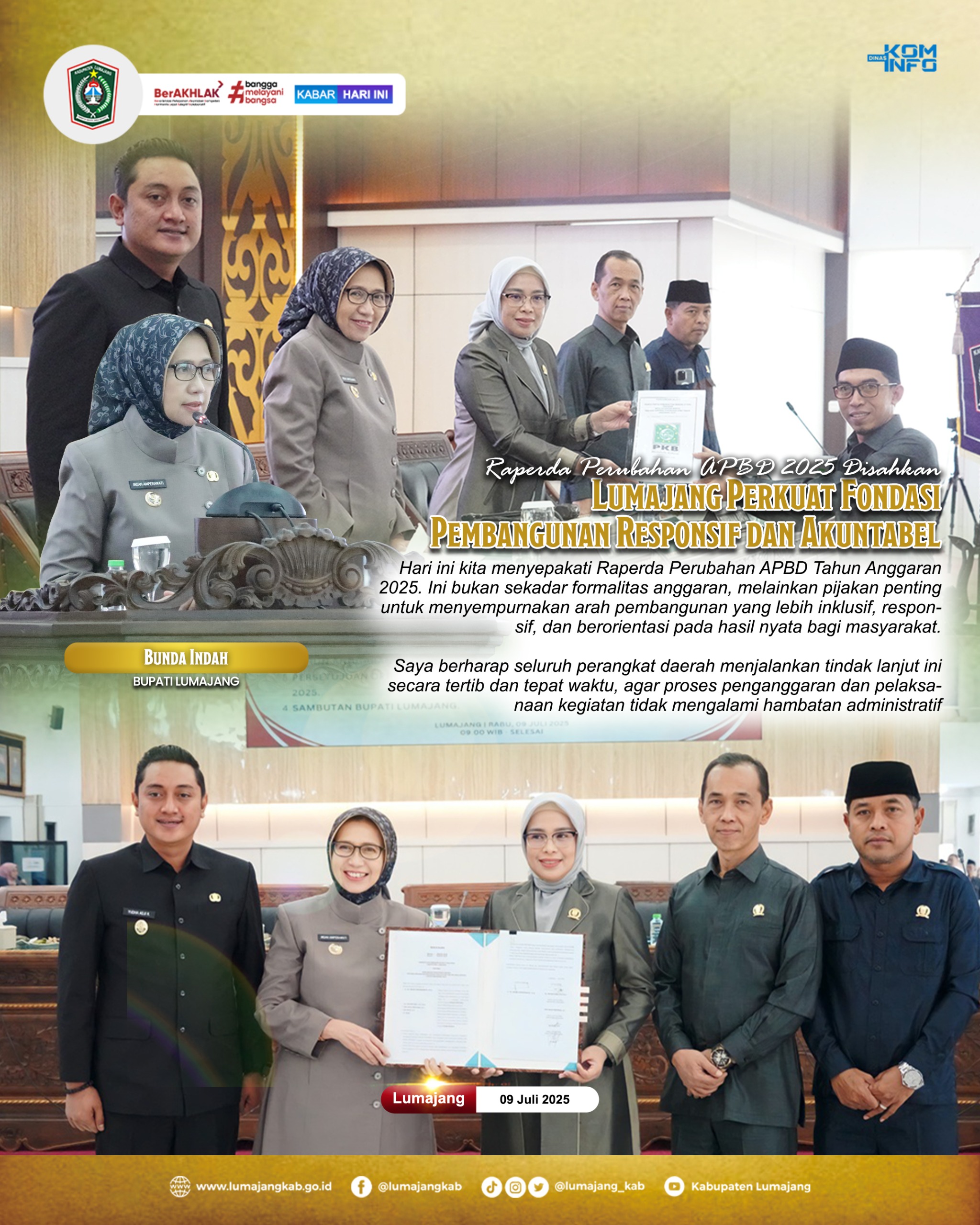 RAPERDA PERUBAHAN APBD 2025 DISAHKAN!LUMAJANG PERKUAT FONDASI PEMBANGUNAN RESPONSIF DAN AKUNTABEL