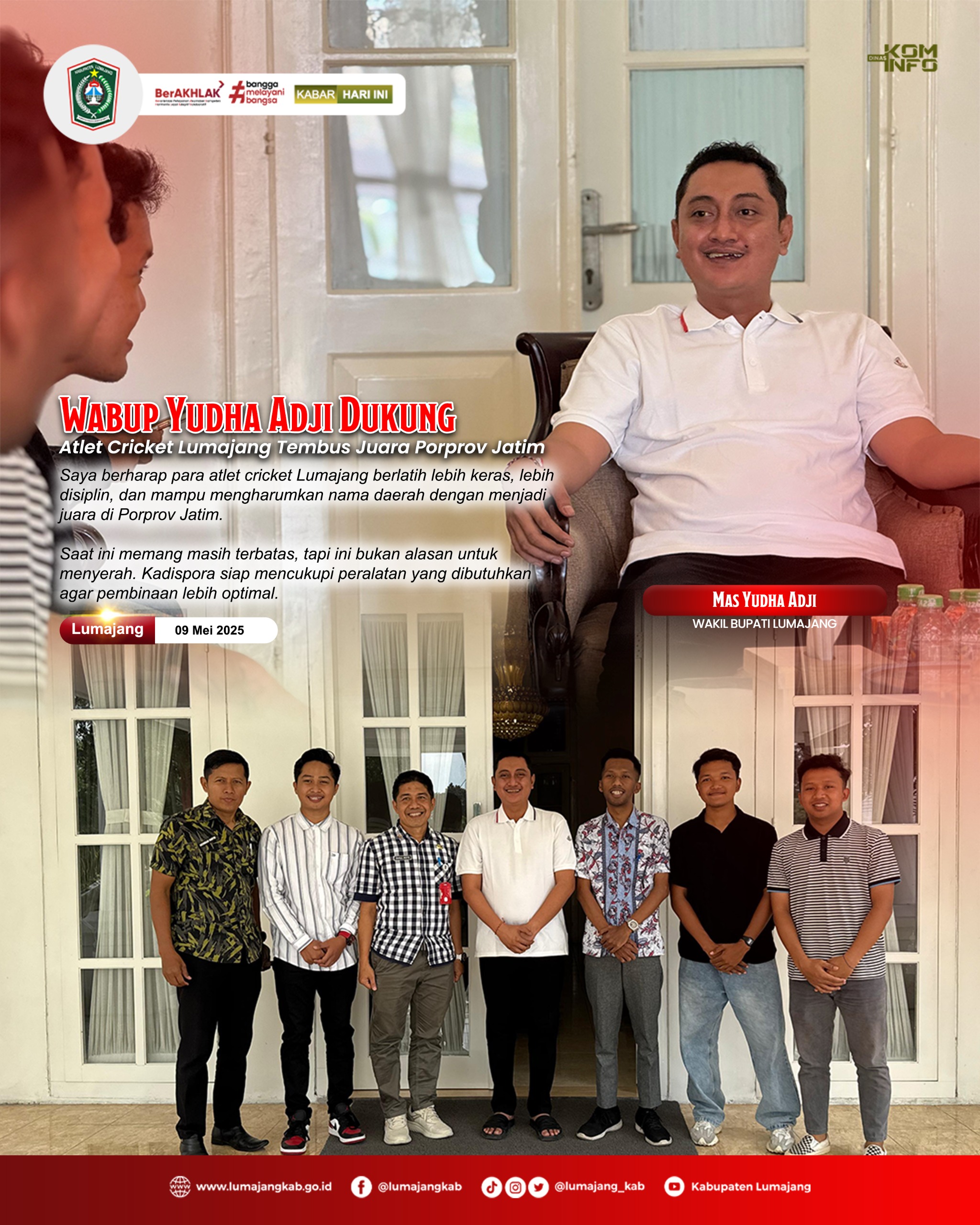 MAS WABUB DUKUNG ATLET CRICKET LUMAJANG TEMBUS JUARA PORPROV JATIM