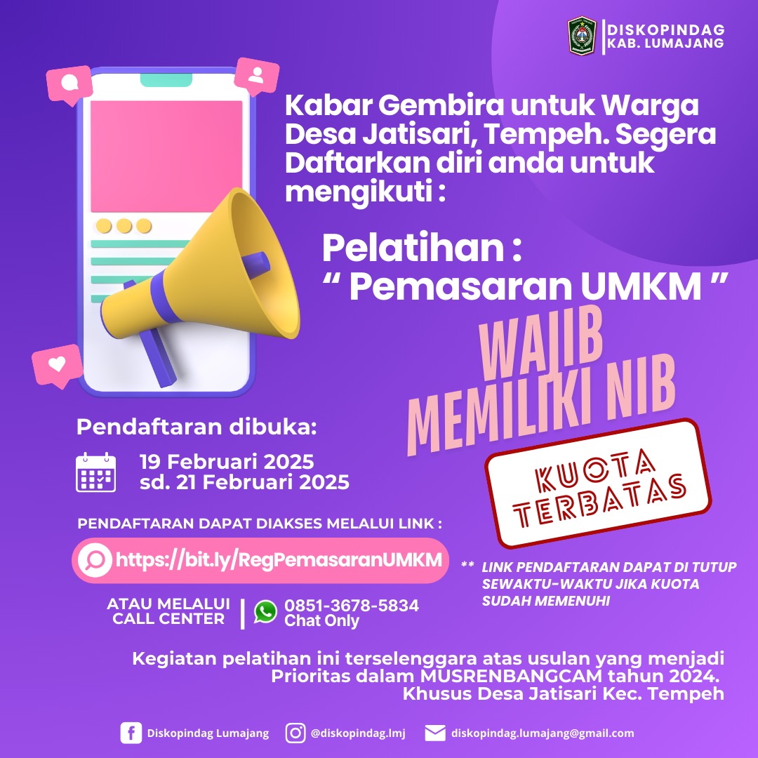 KABAR GEMBIRA! PALATIHAN PEMASARAN UMKM BAGI WARNA DESA JATISARI TEMPEH