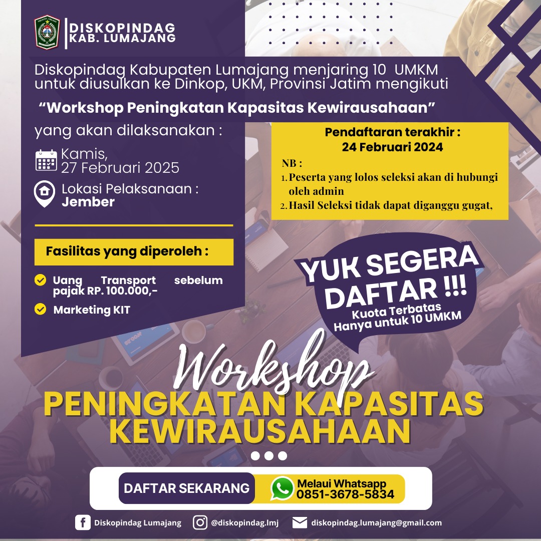SEGERA DAFTAR WORKSHOP PENINGKATAN KAPASITAN KEWIRAUSAHAAN