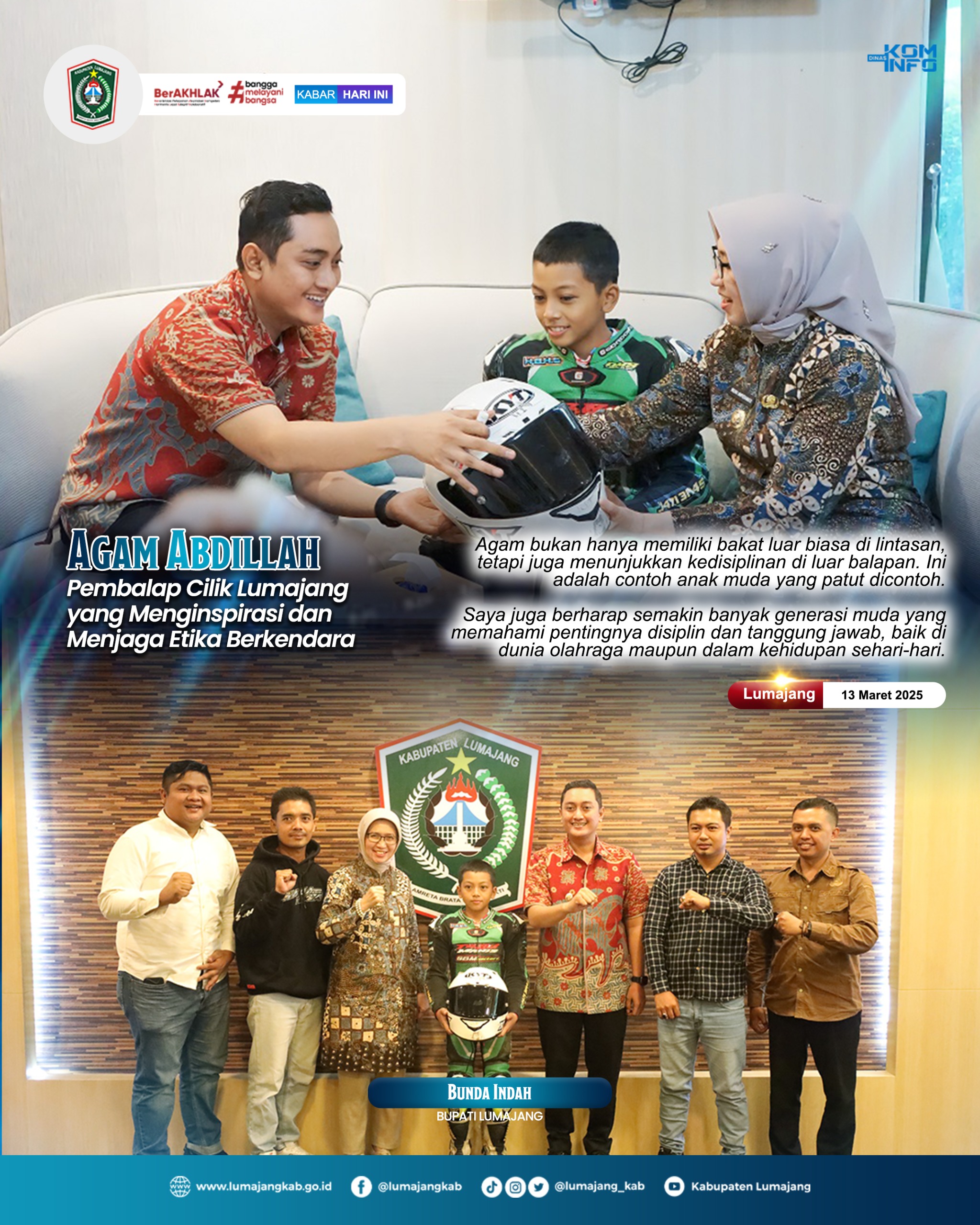 AGAM ABDILLAH PEMBALAP CILIK LUMAJANG YANG MENGINSPIRASI DAN MENJAGA ETIKA BERKENDARA