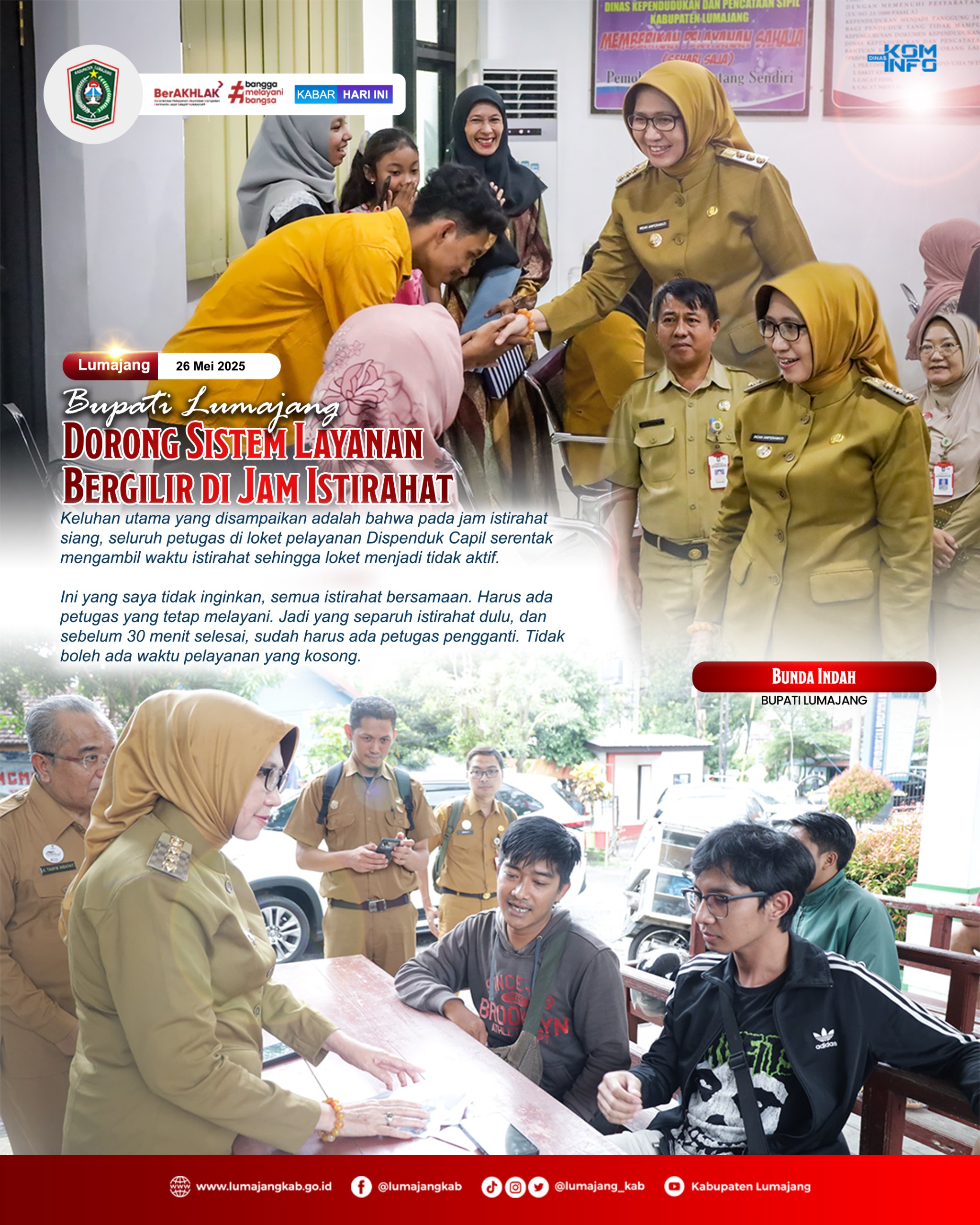BUPATI LUMAJANG DORONG SISTEM LAYANAN BERGILIR DI JAM ISTRIAHAT
