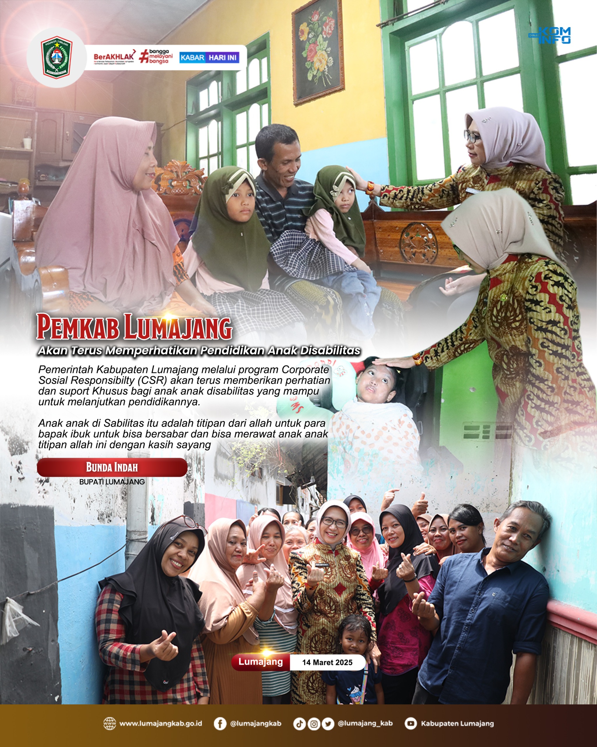 PEMKAB LUMAJANG AKAN TERUS MEMPERHATIKAN PENDIDIKAN ANAK DISABILITAS